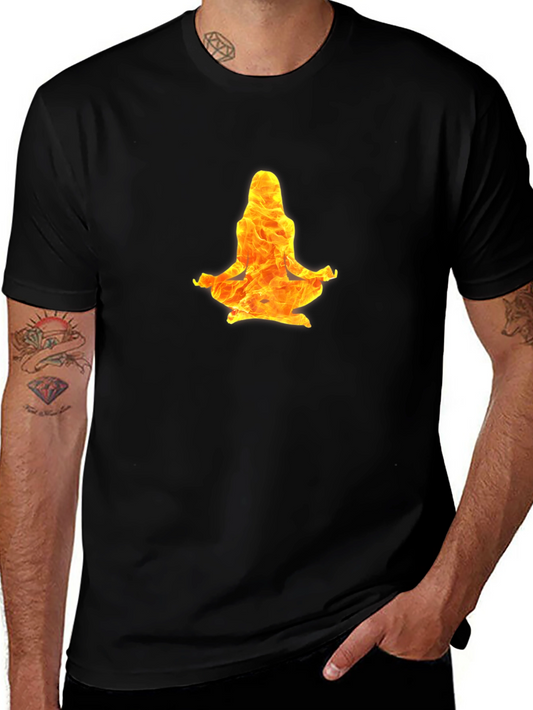 Fiery Yoga Meditation Tee - Black Cotton Blend