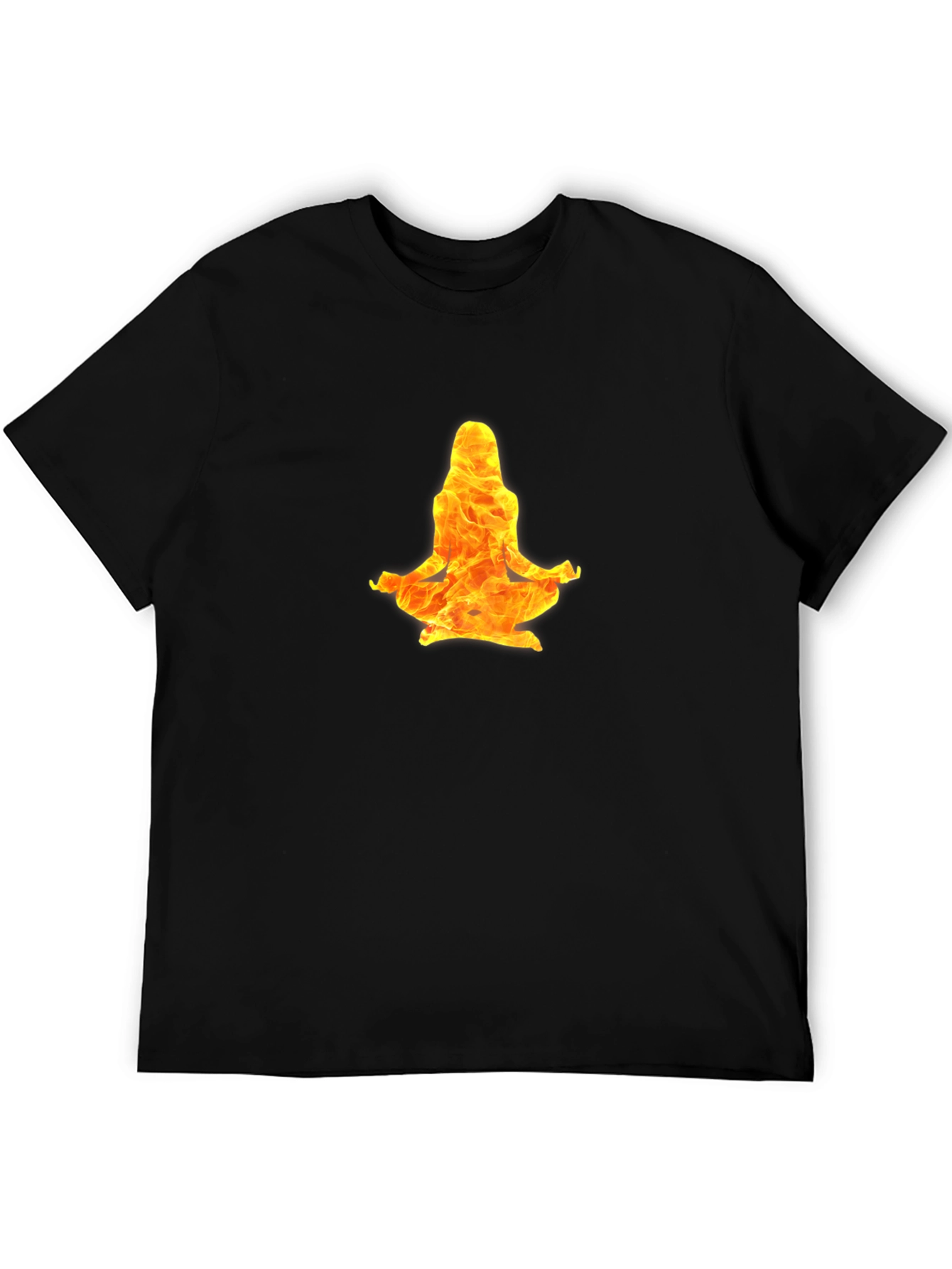 Fiery Yoga Meditation Tee - Black Cotton Blend