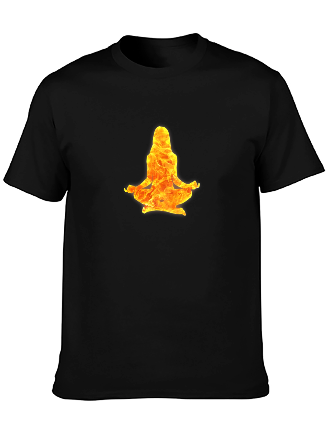 Fiery Yoga Meditation Tee - Black Cotton Blend