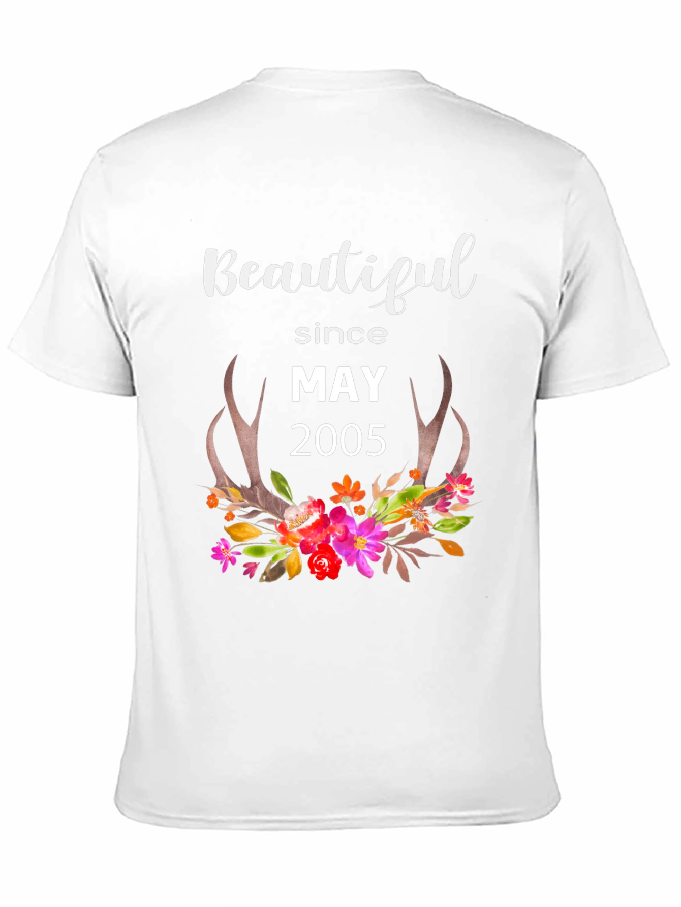 Beautiful Since May 2005 Floral Antler T-Shirt