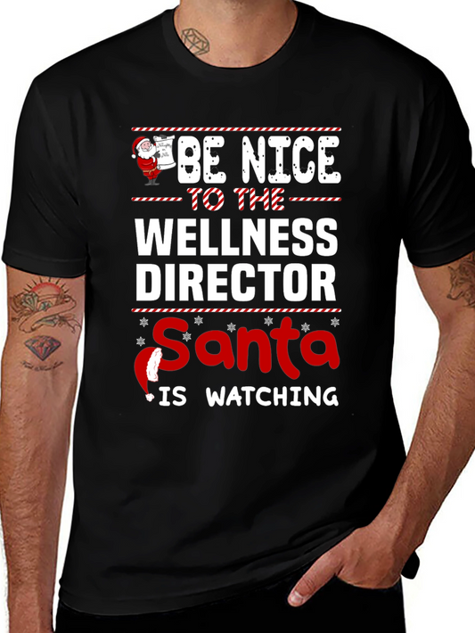 Wellness Director Santa Watching Graphic T-Shirt