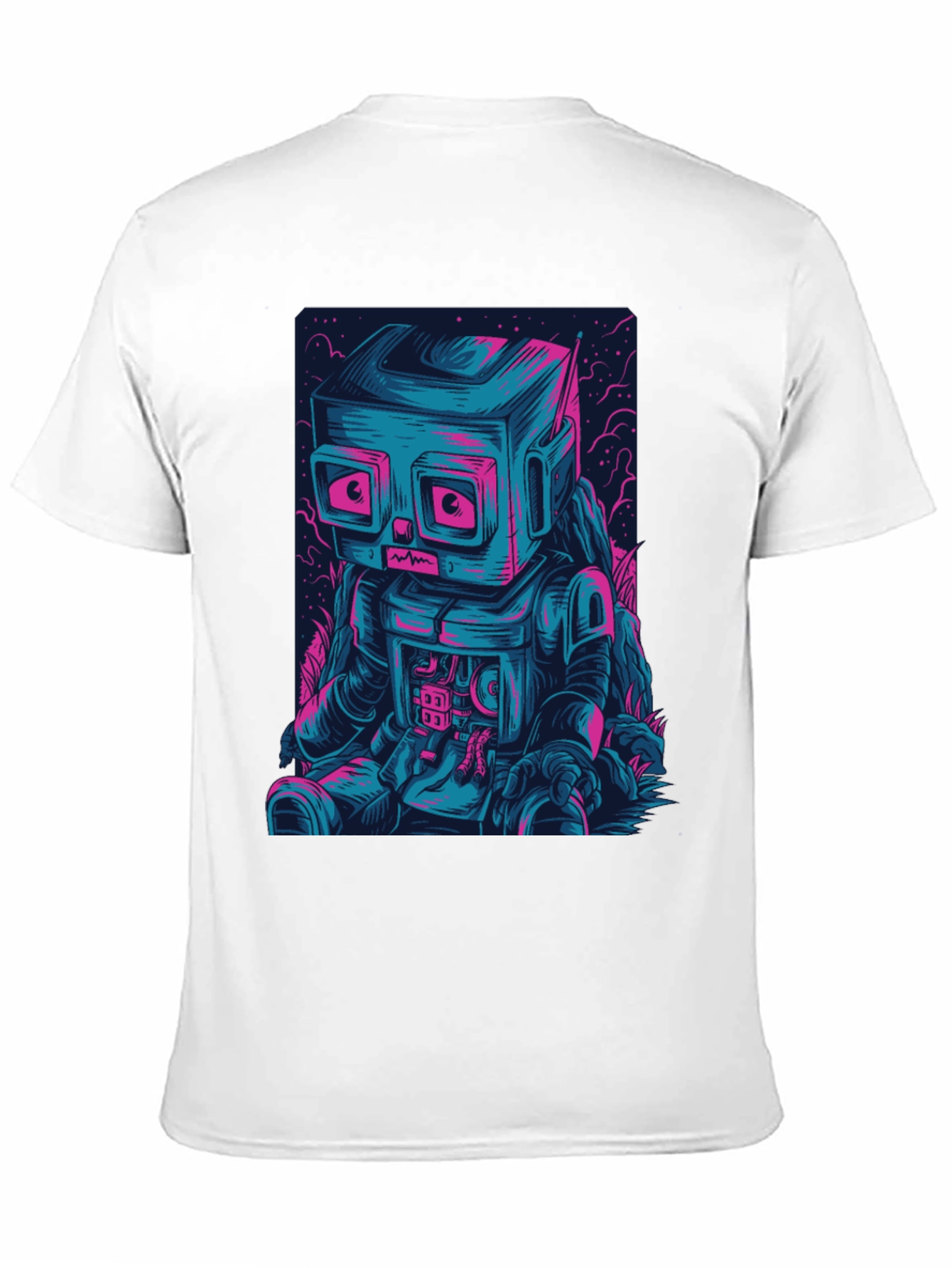 Robot Graphic Print Crew Neck T-Shirt