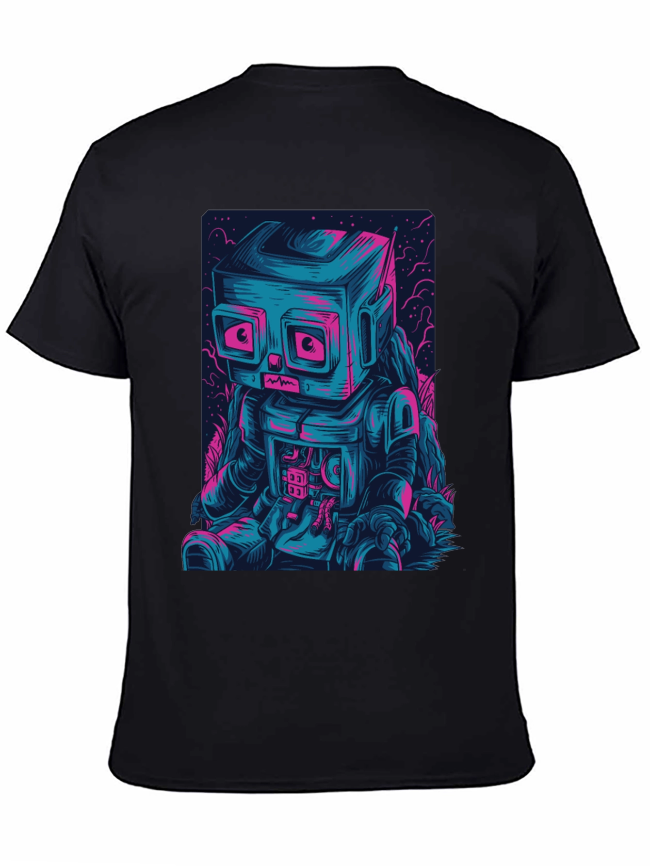 Robot Graphic Print Crew Neck T-Shirt