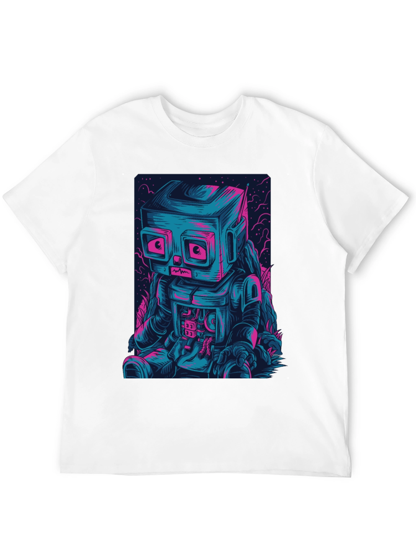 Robot Graphic Print Crew Neck T-Shirt