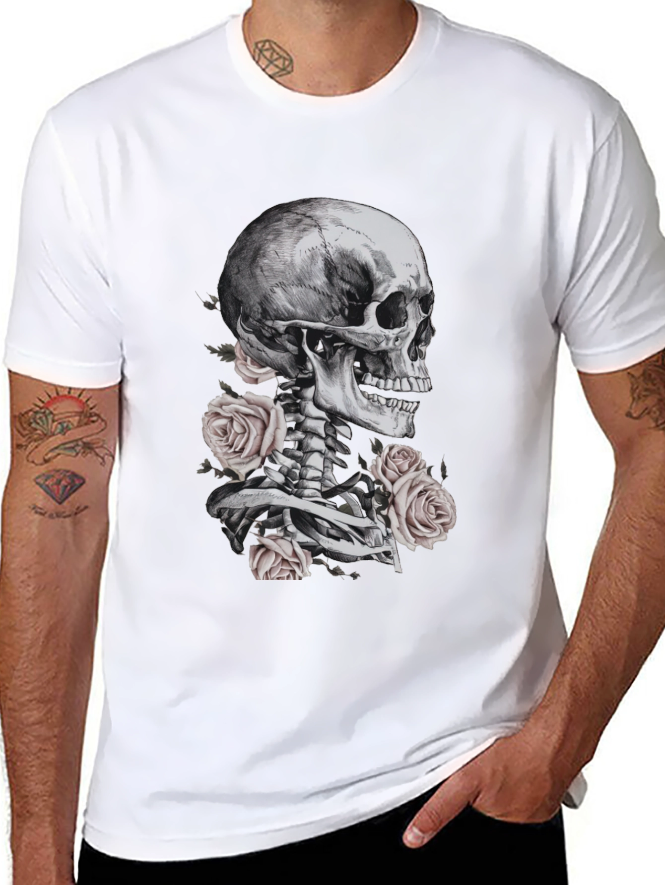 Skull and Roses Graphic T-Shirt