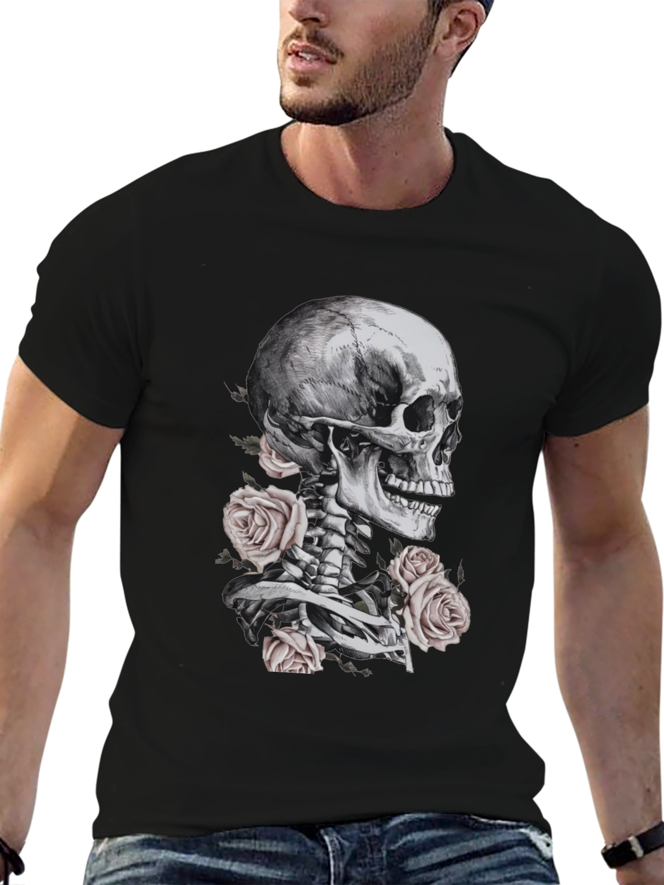 Skull and Roses Graphic T-Shirt