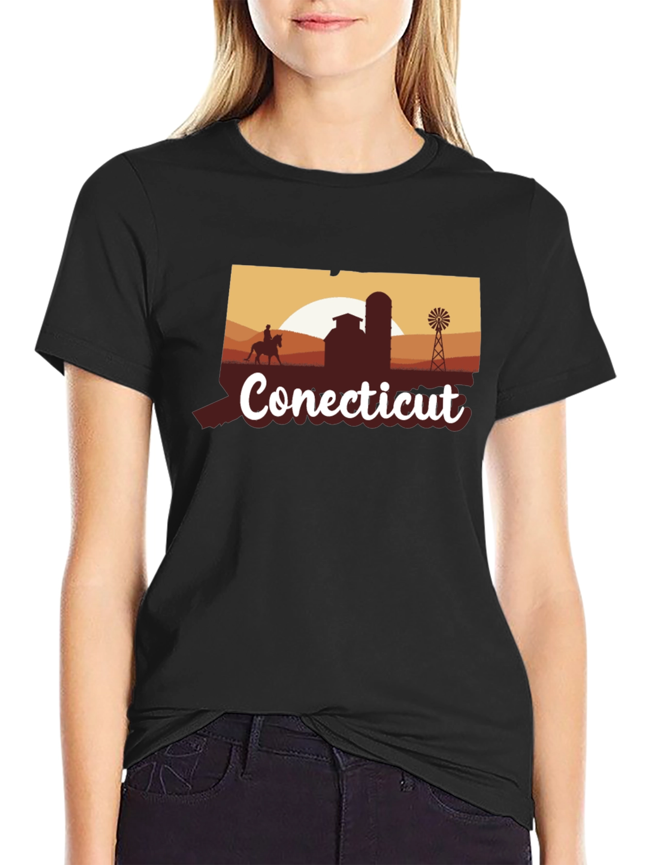 Connecticut Farm Silhouette Black T-Shirt