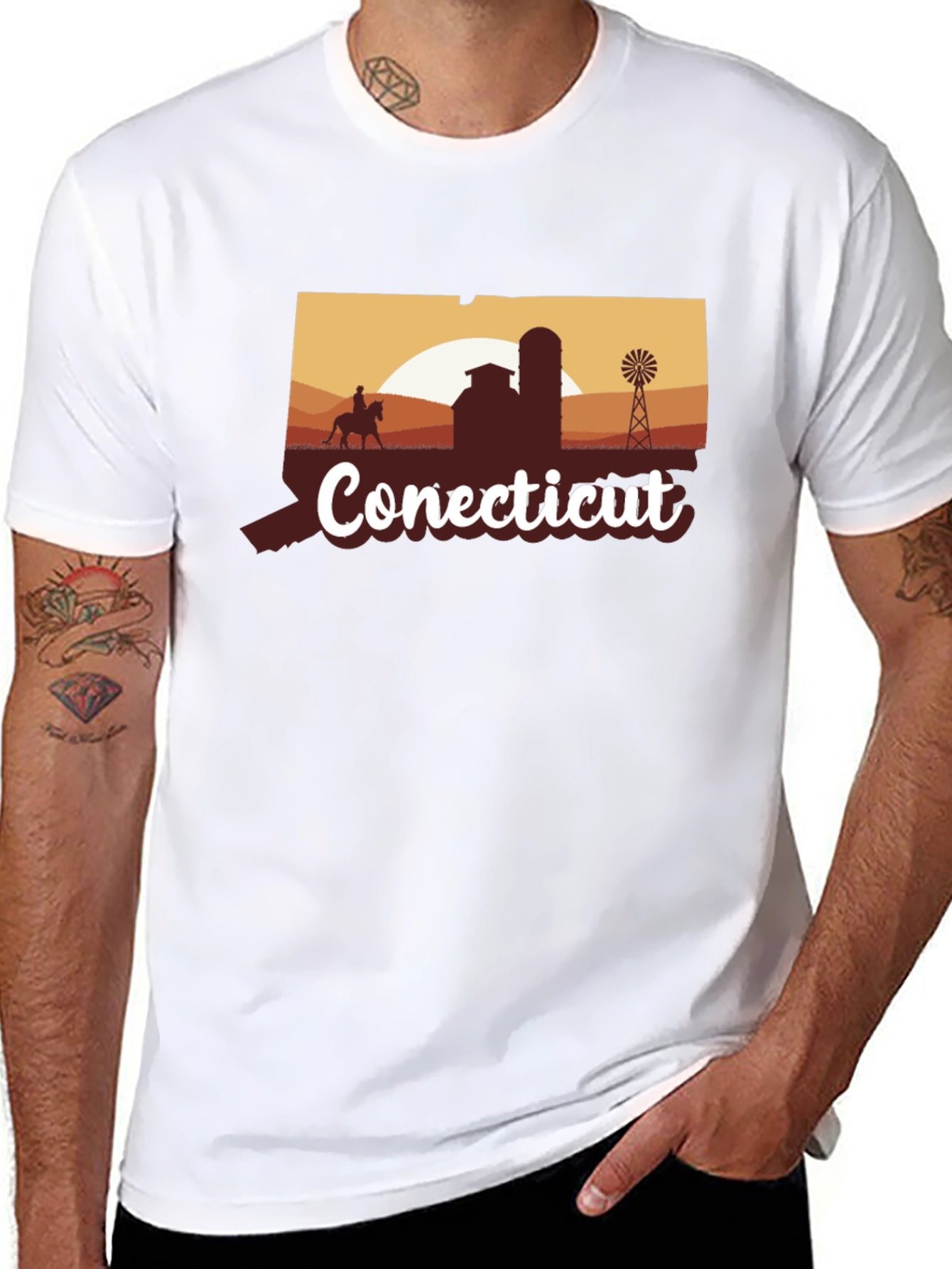 Connecticut Farm Silhouette Black T-Shirt