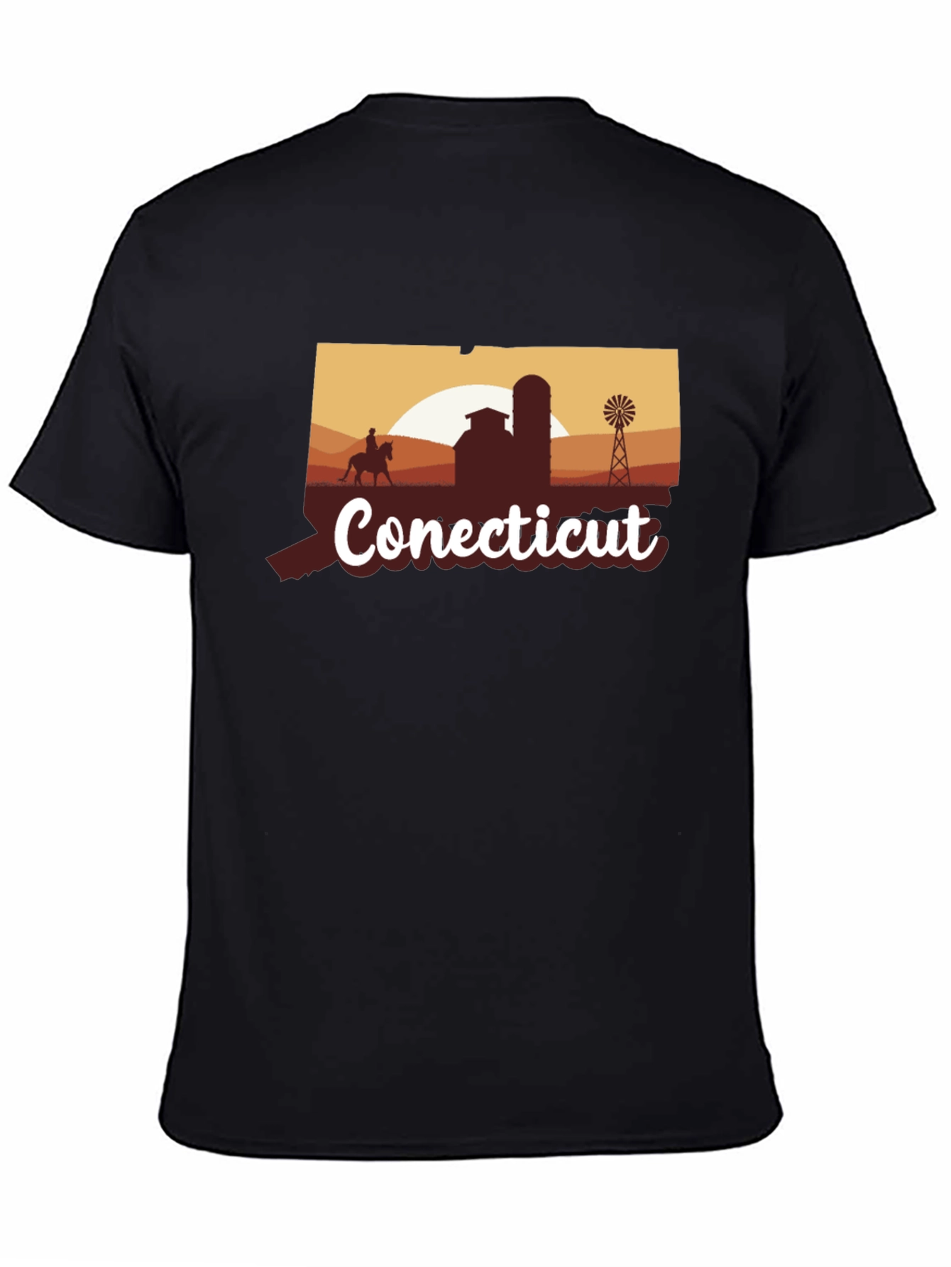 Connecticut Farm Silhouette Black T-Shirt