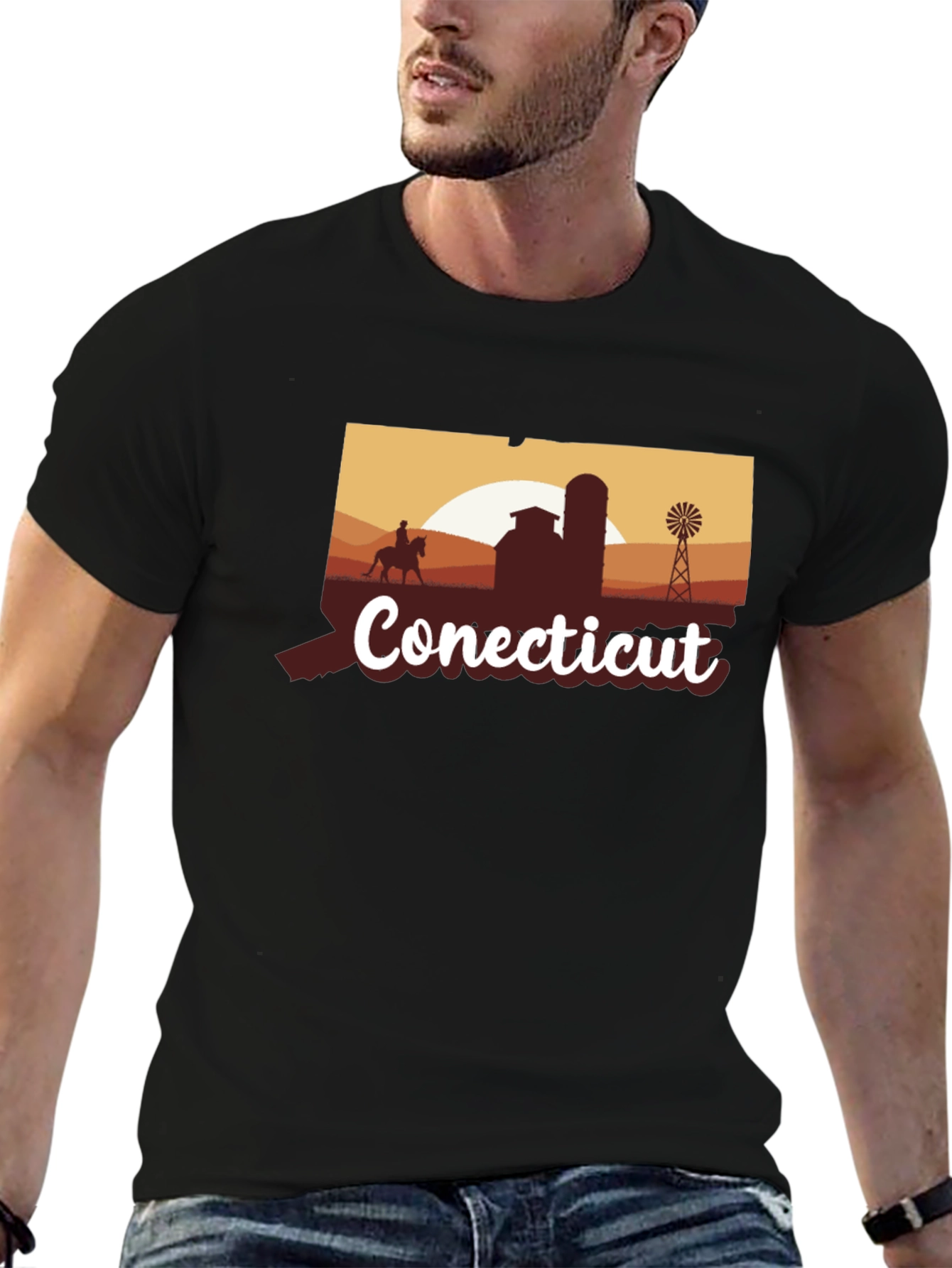 Connecticut Farm Silhouette Black T-Shirt