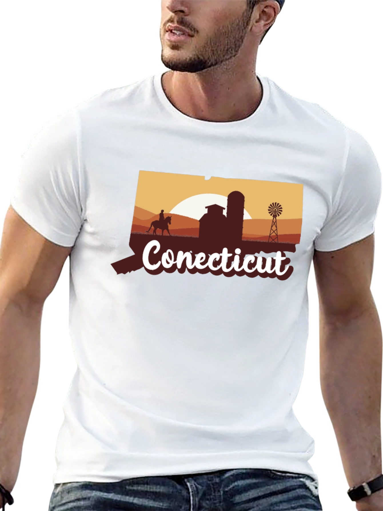 Connecticut Farm Silhouette Black T-Shirt