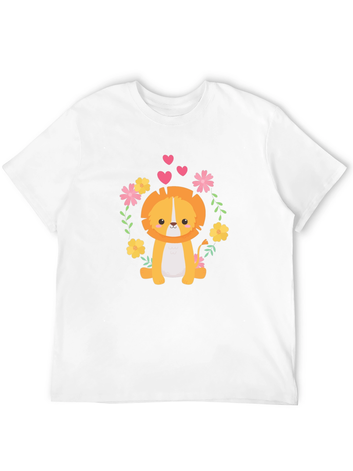 Cute Lion Graphic Tee - Black Cotton Blend T-Shirt