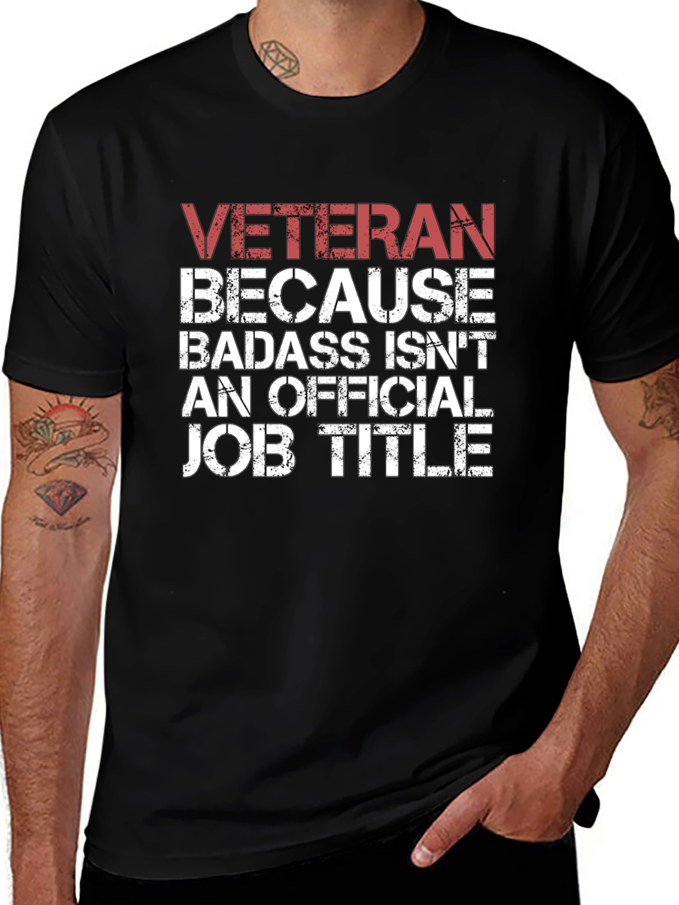 Veteran Badass Job Title Graphic T-Shirt