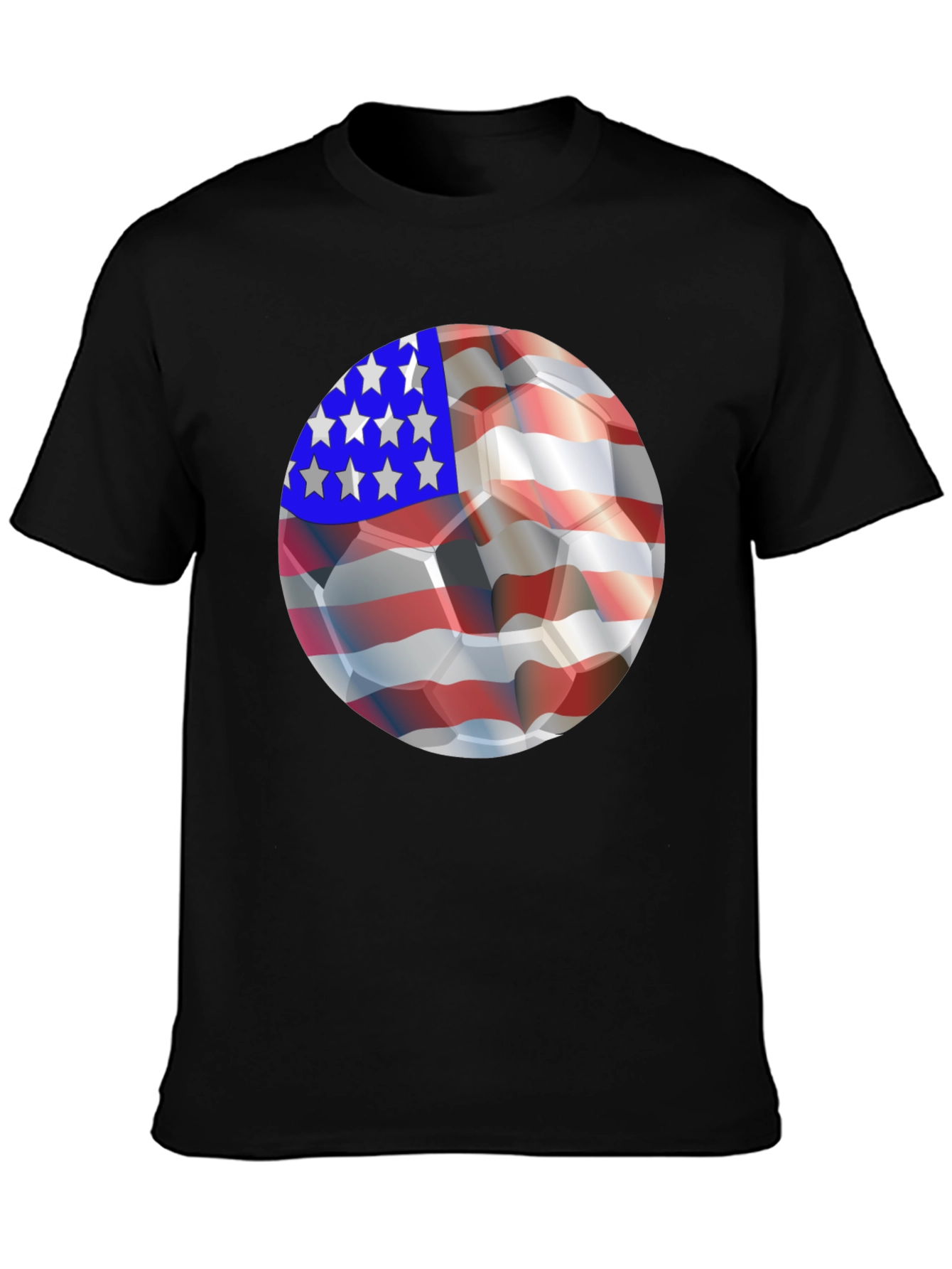 USA Flag Soccer Ball Graphic Tee - Patriotic Shirt