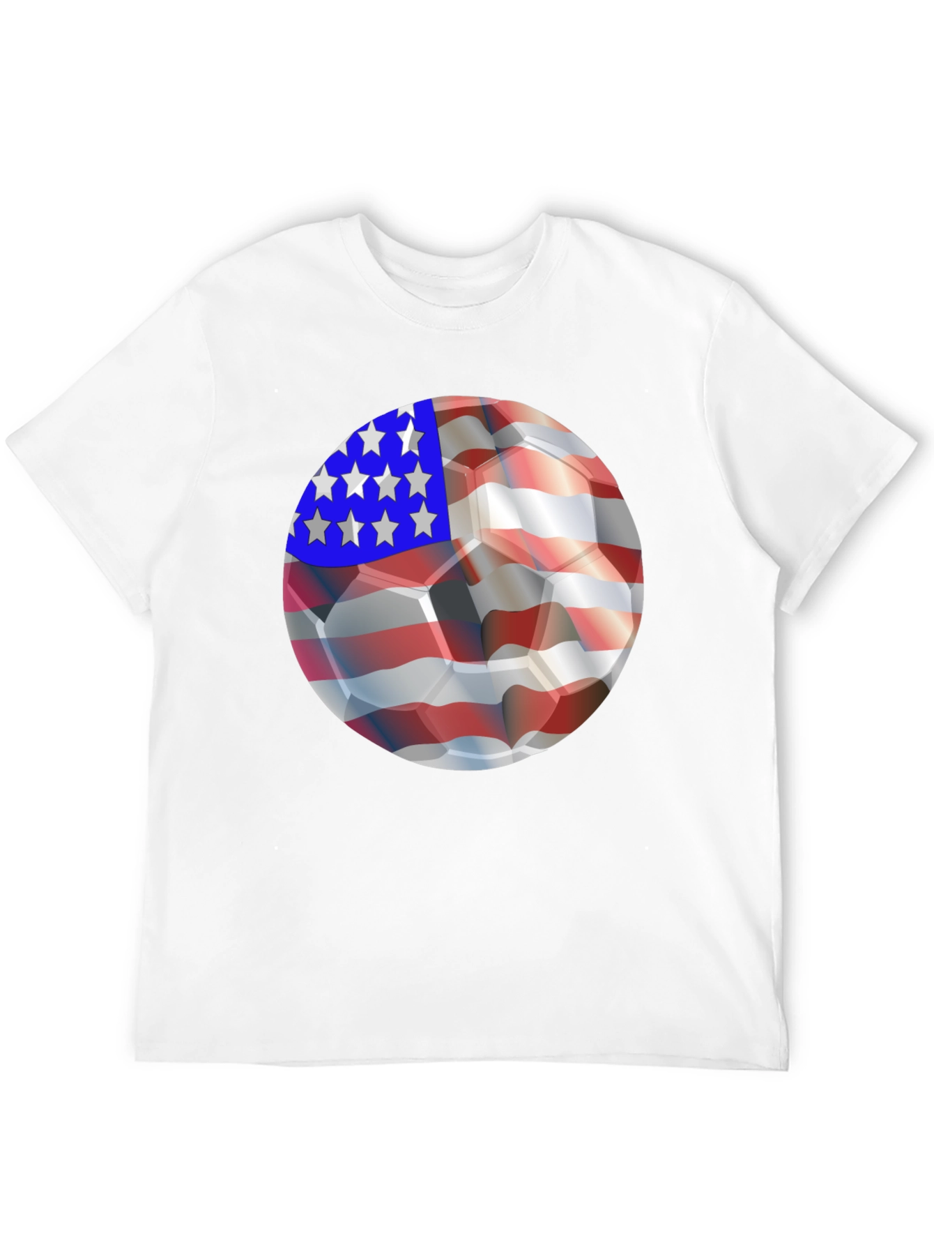 USA Flag Soccer Ball Graphic Tee - Patriotic Shirt