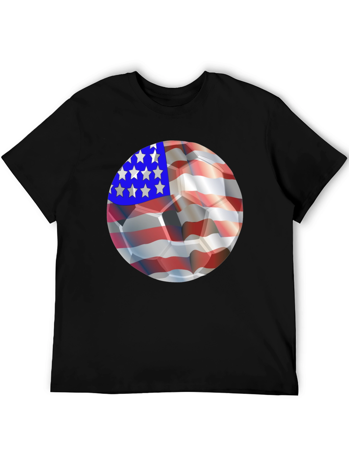 USA Flag Soccer Ball Graphic Tee - Patriotic Shirt
