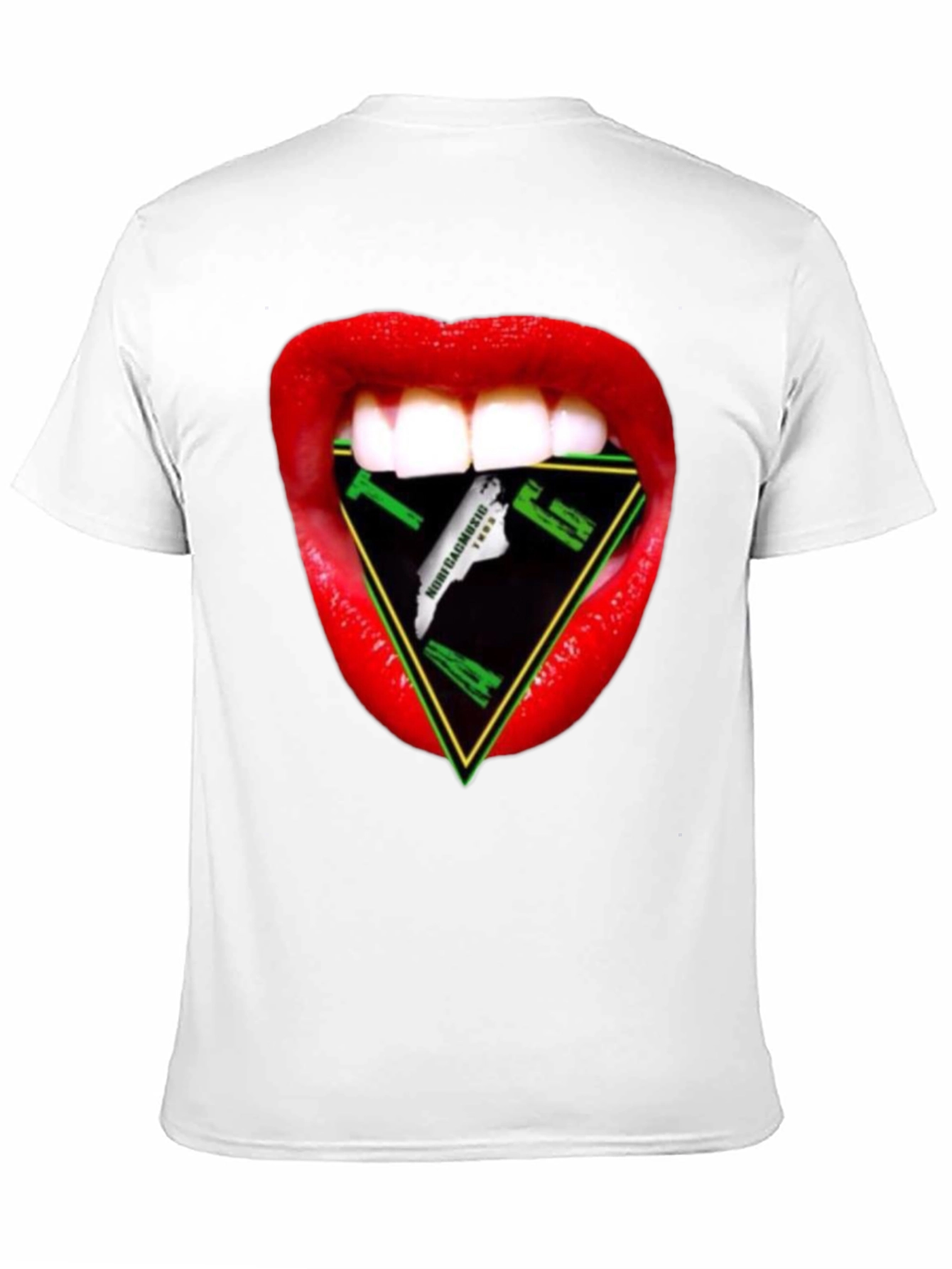 Red Lips Geometric Graphic T-Shirt - Edgy Trendy Casual Streetwear Tee