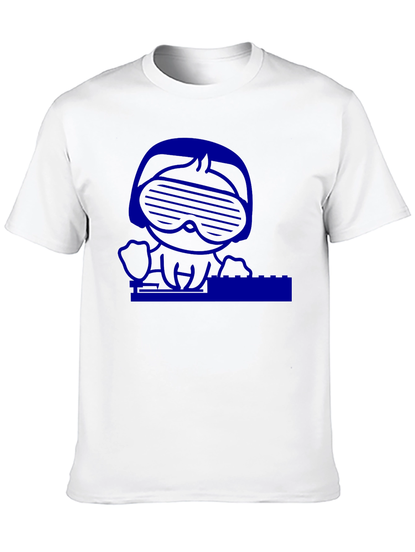 Men's Cartoon DJ Graphic Print T-Shirt, 1 pcs 190g 100% Pure Cotton Casual Short-Sleeve T-Shirt