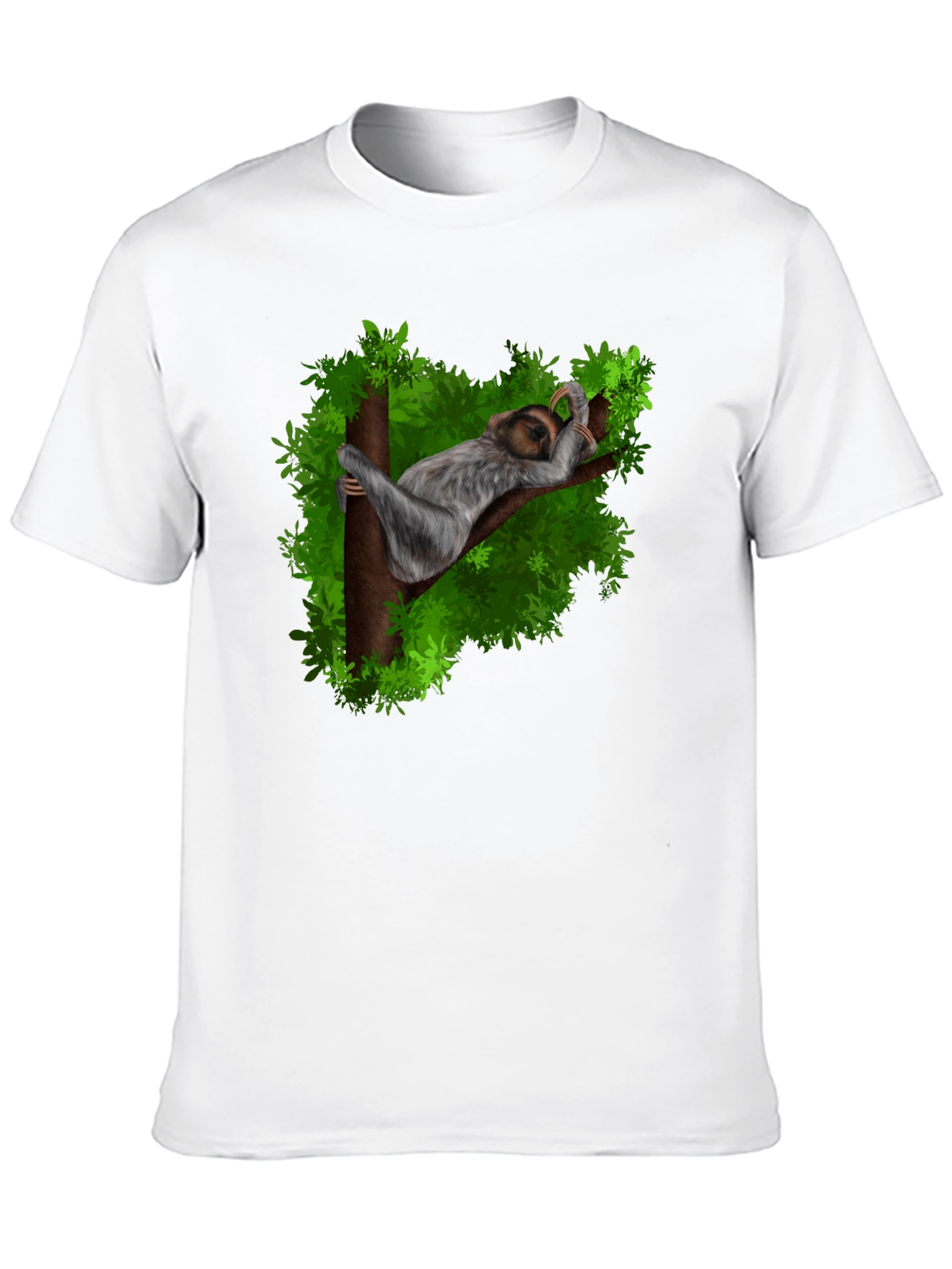 Men's Sloth in Jungle Nature Graphic Print T-Shirt, 1 pcs 190g 100% Pure Cotton Casual Short-Sleeve T-Shirt