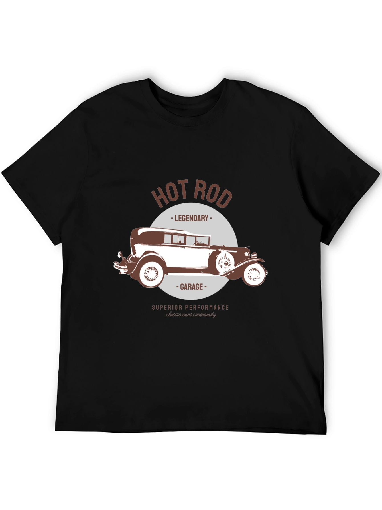 Unisex HOT ROD Legendary Vintage Car Graphic Print T-Shirt, 1 pcs 190g 100% Pure Cotton Casual Short-Sleeve T-Shirt