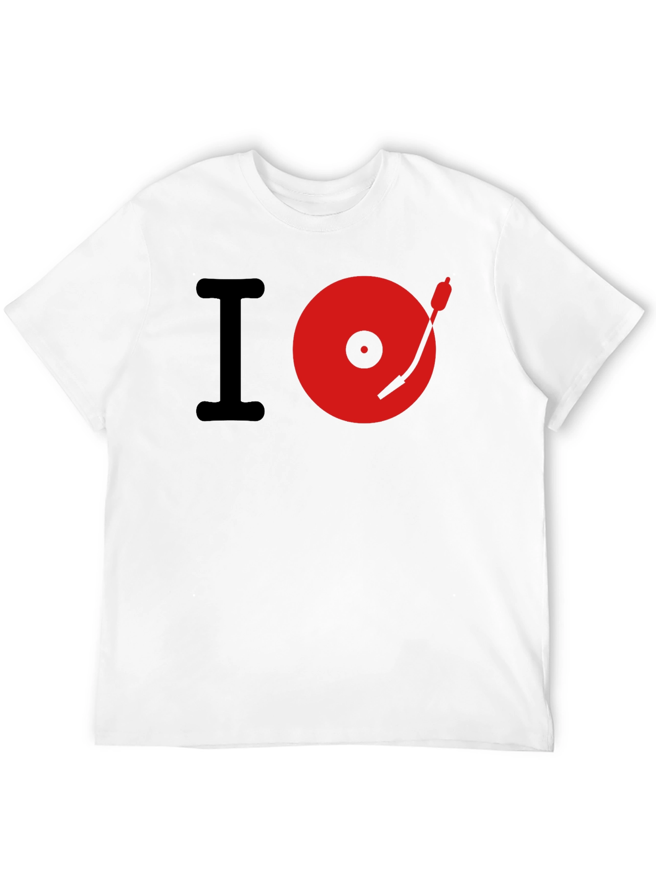 I Love Music Red Turntable Black T-Shirt