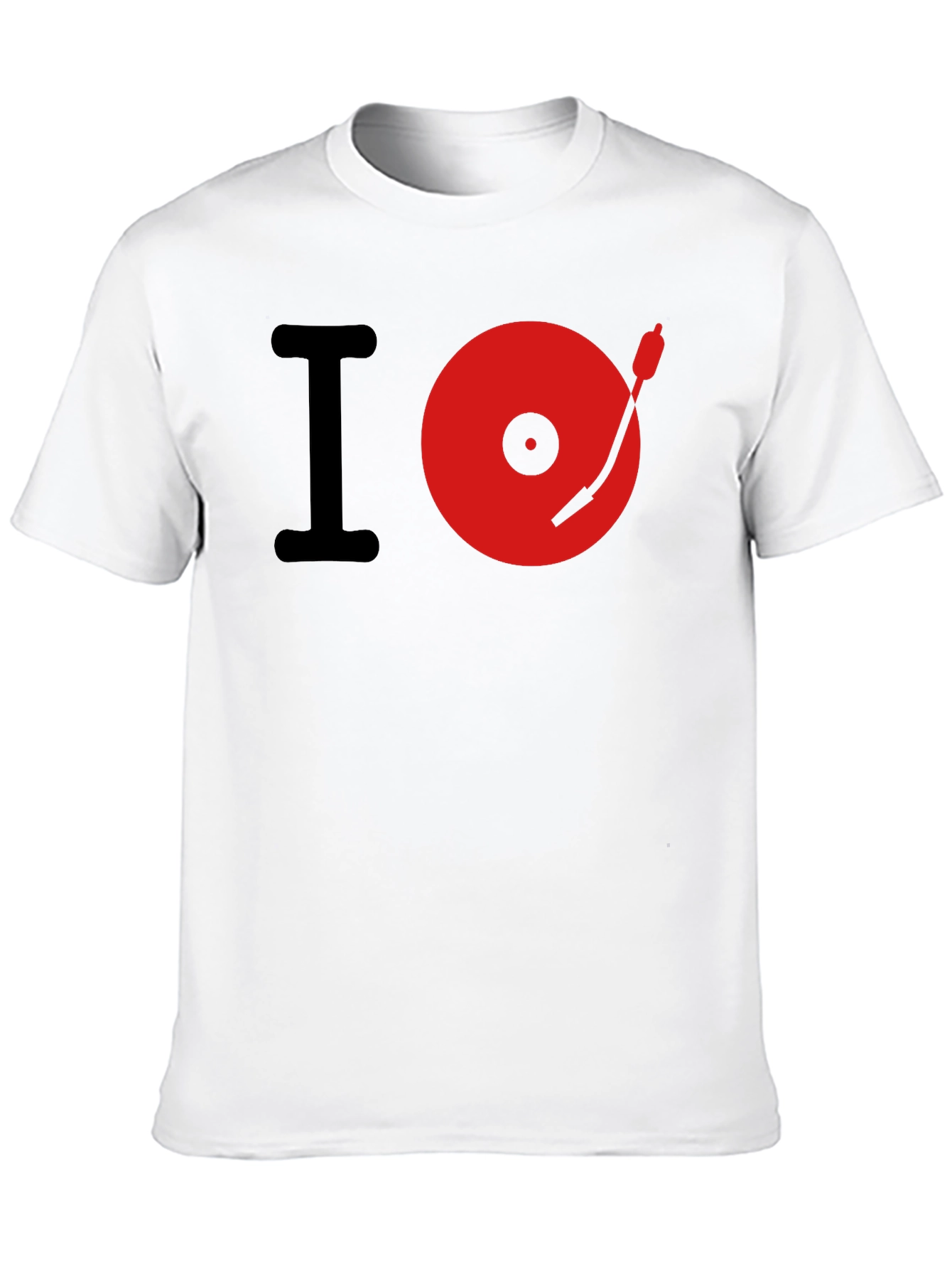 I Love Music Red Turntable Black T-Shirt