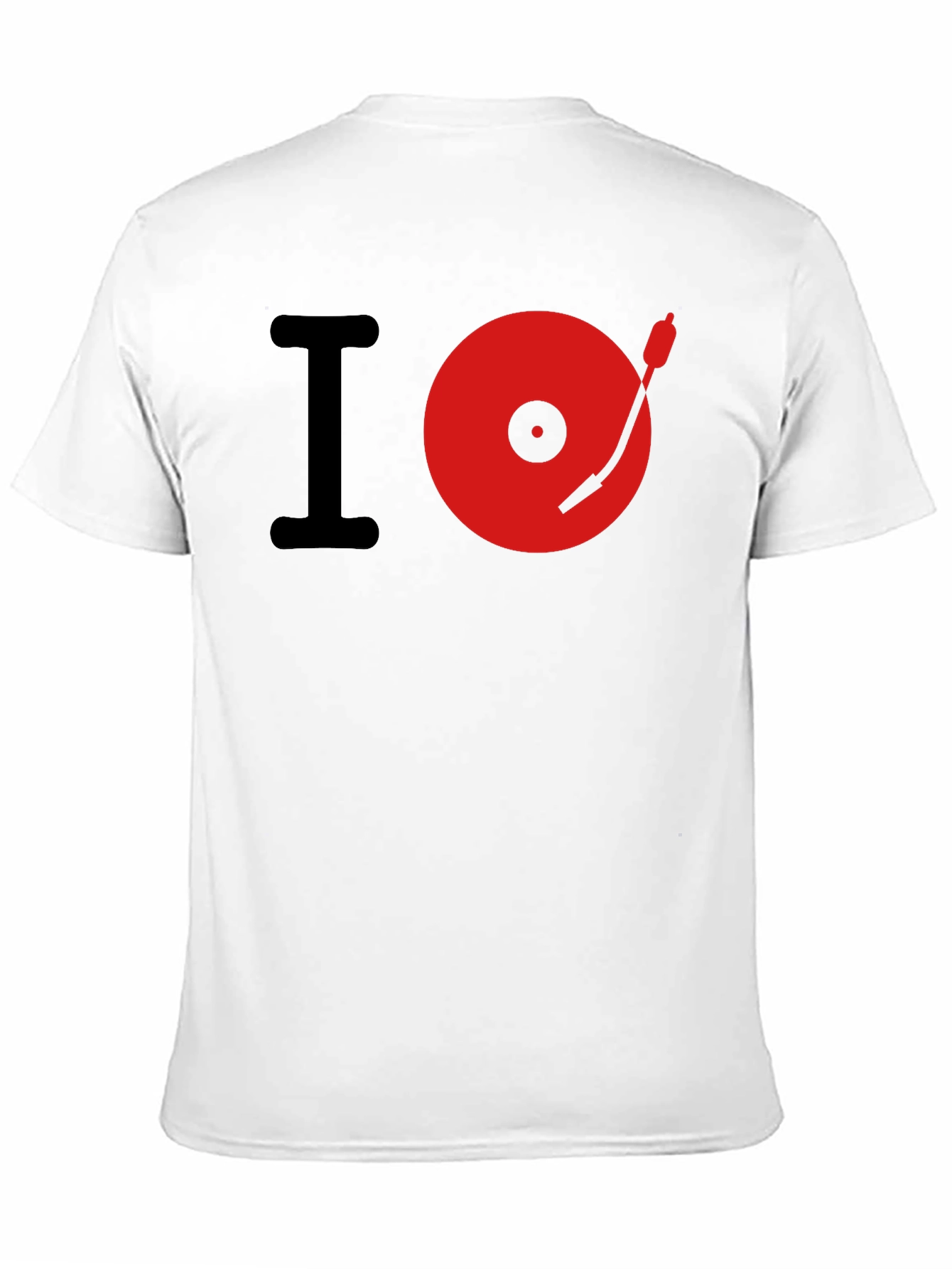 I Love Music Red Turntable Black T-Shirt