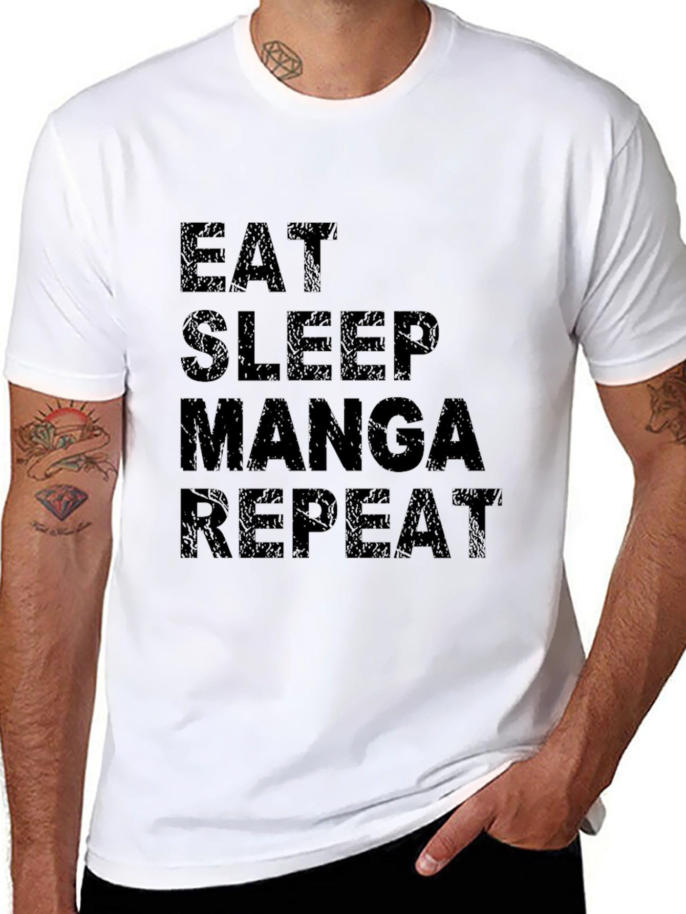 Eat Sleep Manga Repeat T-Shirt - Black Casual Tee