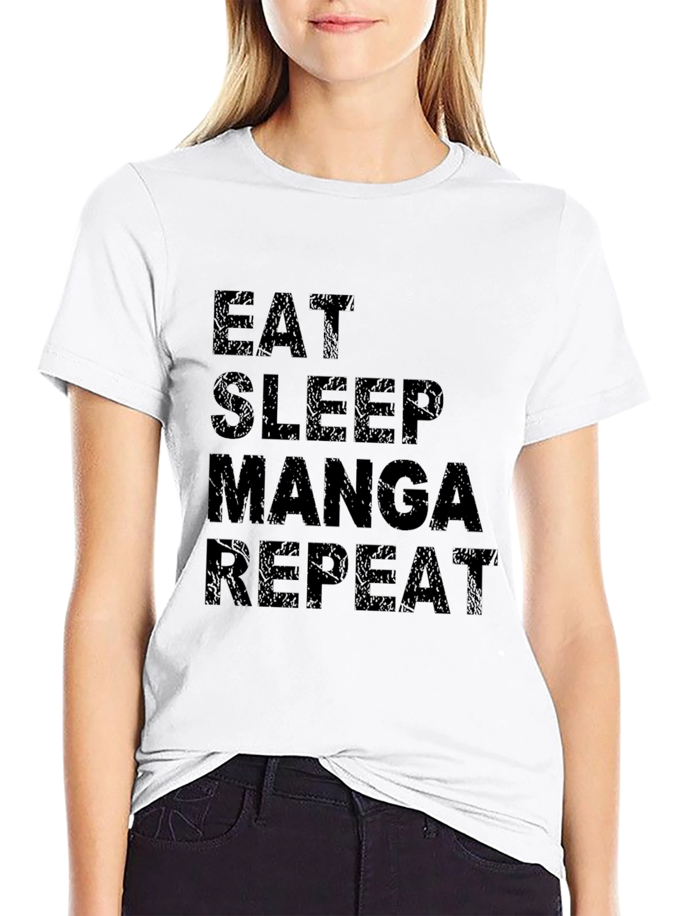 Eat Sleep Manga Repeat T-Shirt - Black Casual Tee