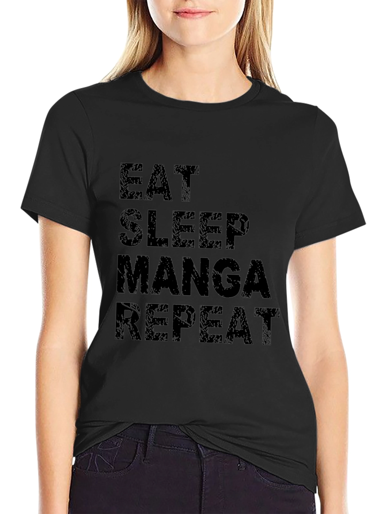 Eat Sleep Manga Repeat T-Shirt - Black Casual Tee