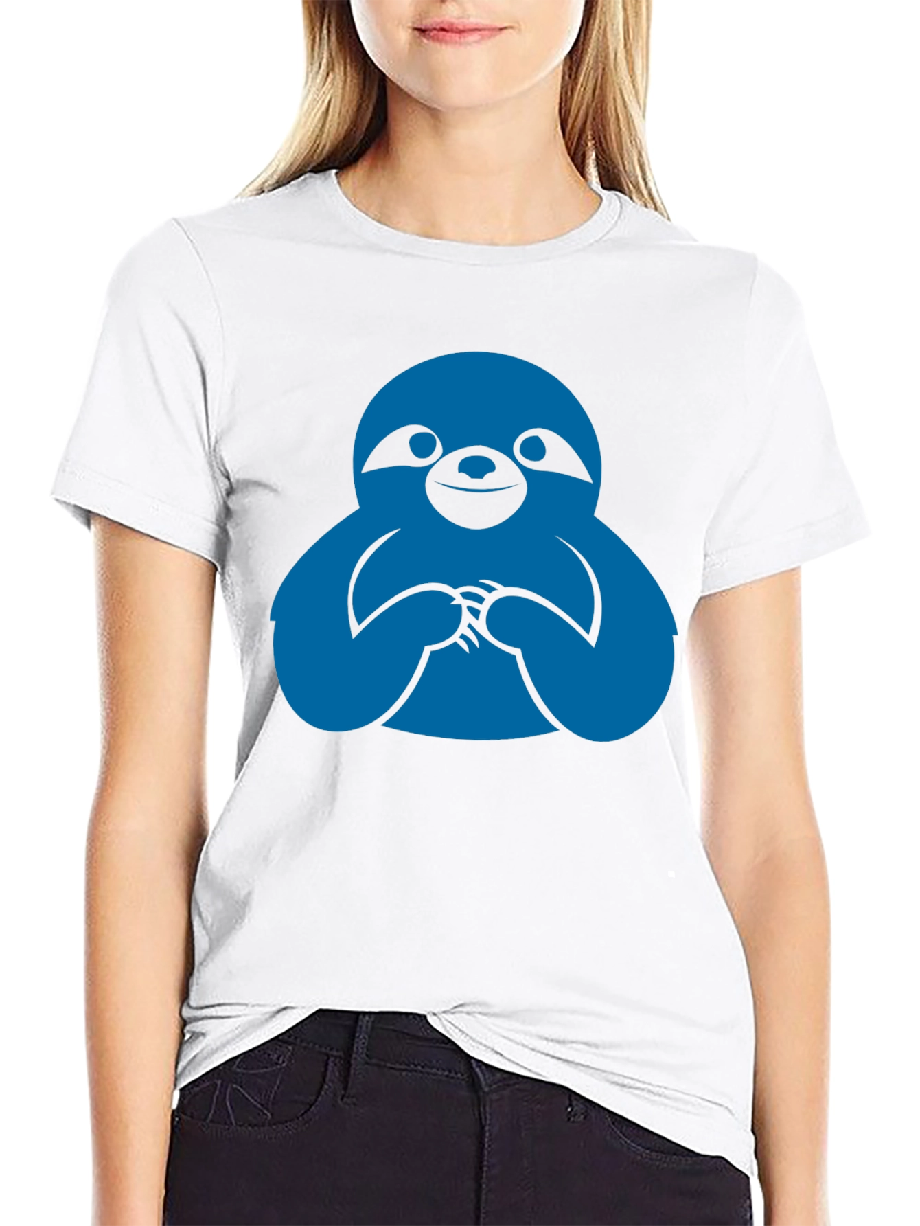 Sloth Graphic Tee - Black Crew Neck T-Shirt