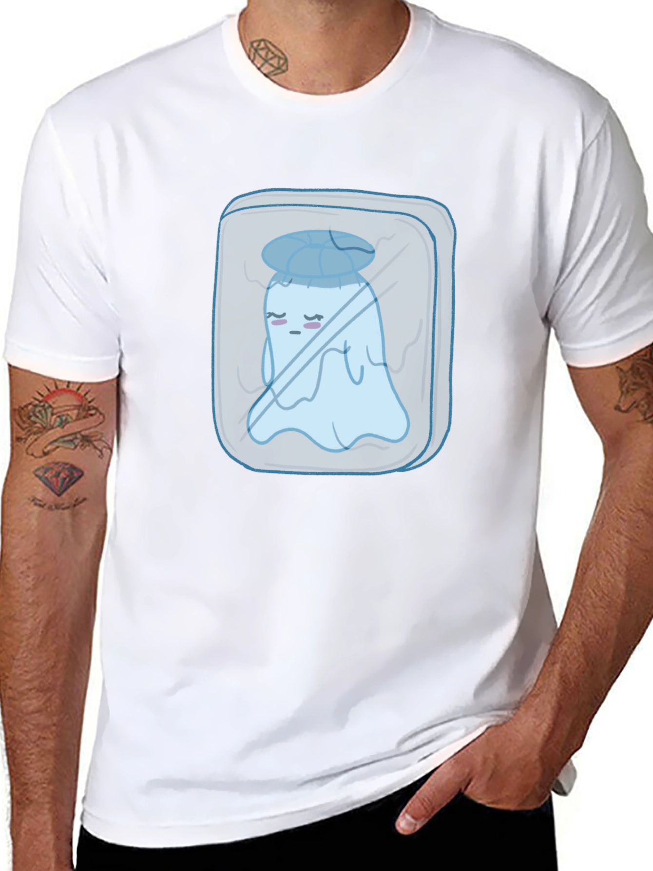 Cool Ghost Tee - Black Cotton Graphic T-Shirt