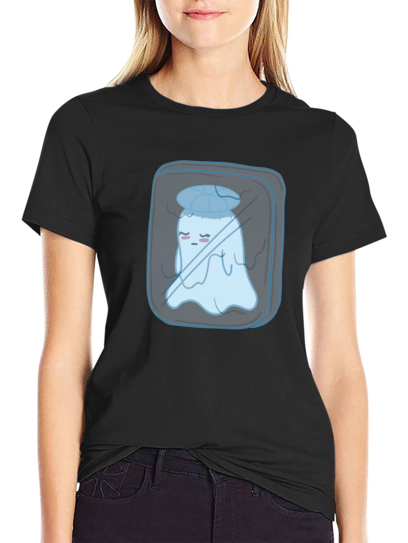 Cool Ghost Tee - Black Cotton Graphic T-Shirt