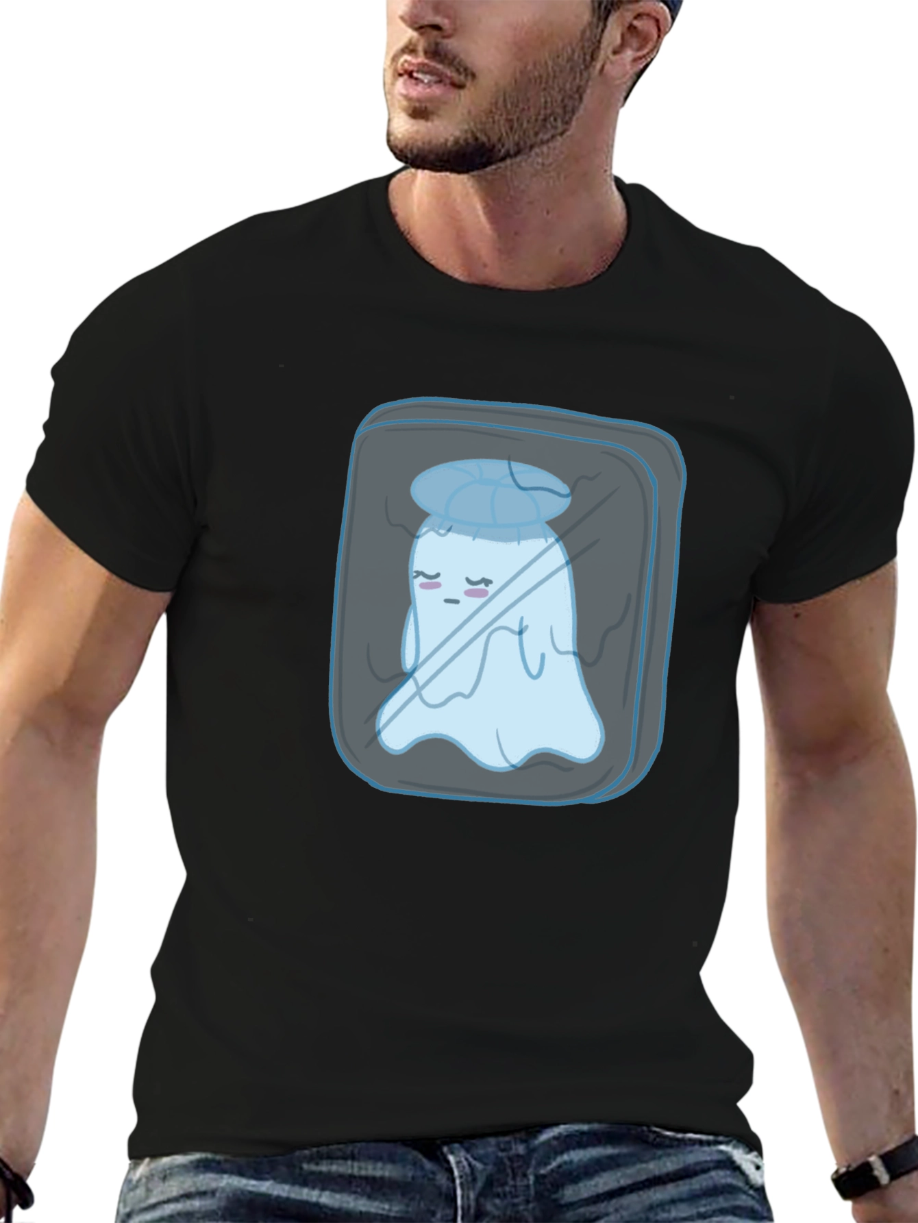 Cool Ghost Tee - Black Cotton Graphic T-Shirt