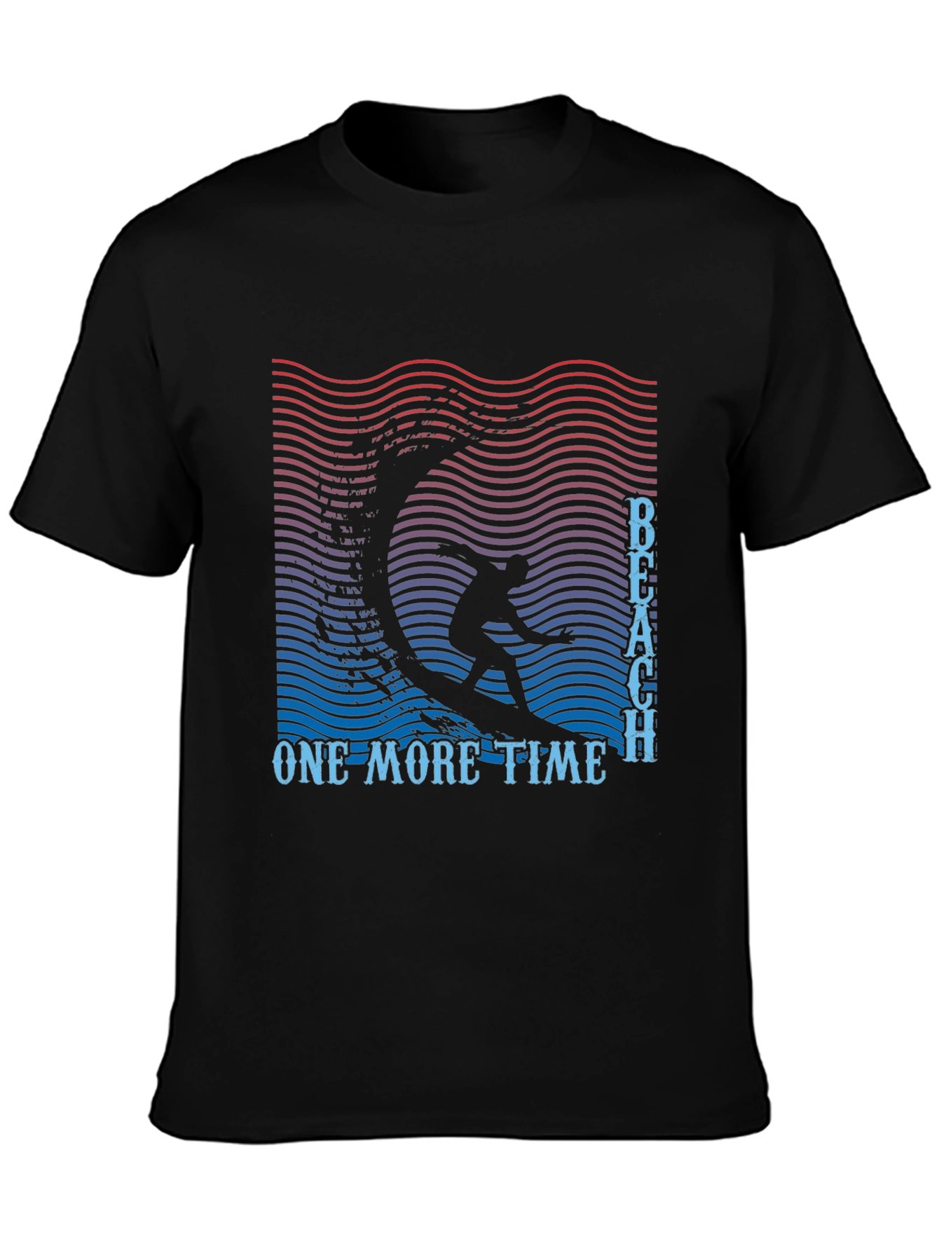 Beach One More Time Surfing Black T-Shirt
