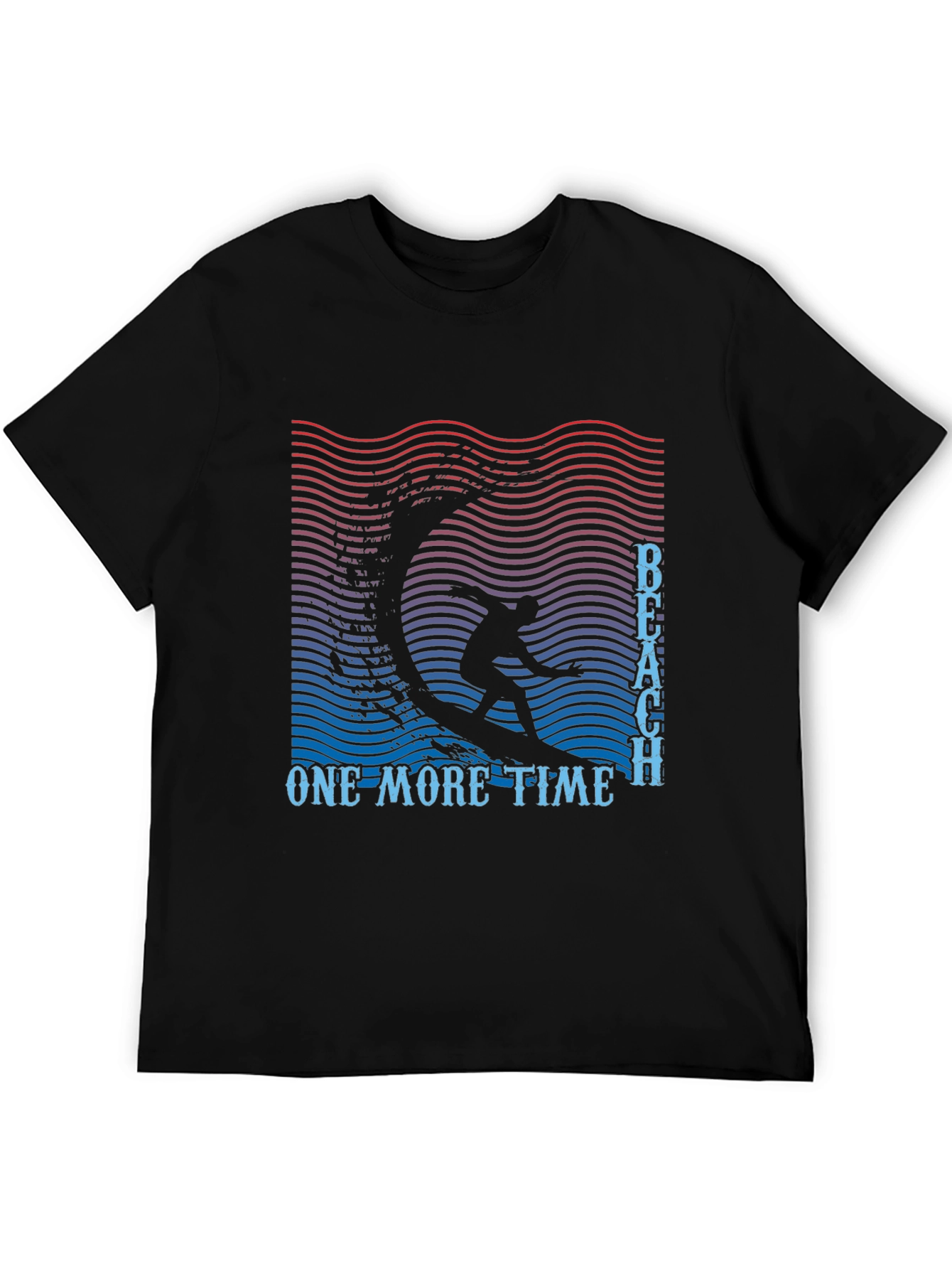 Beach One More Time Surfing Black T-Shirt