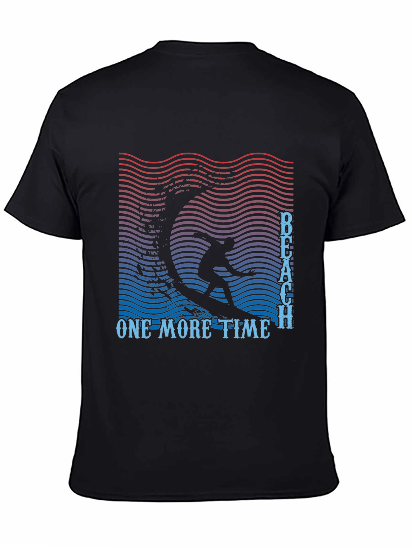 Beach One More Time Surfing Black T-Shirt