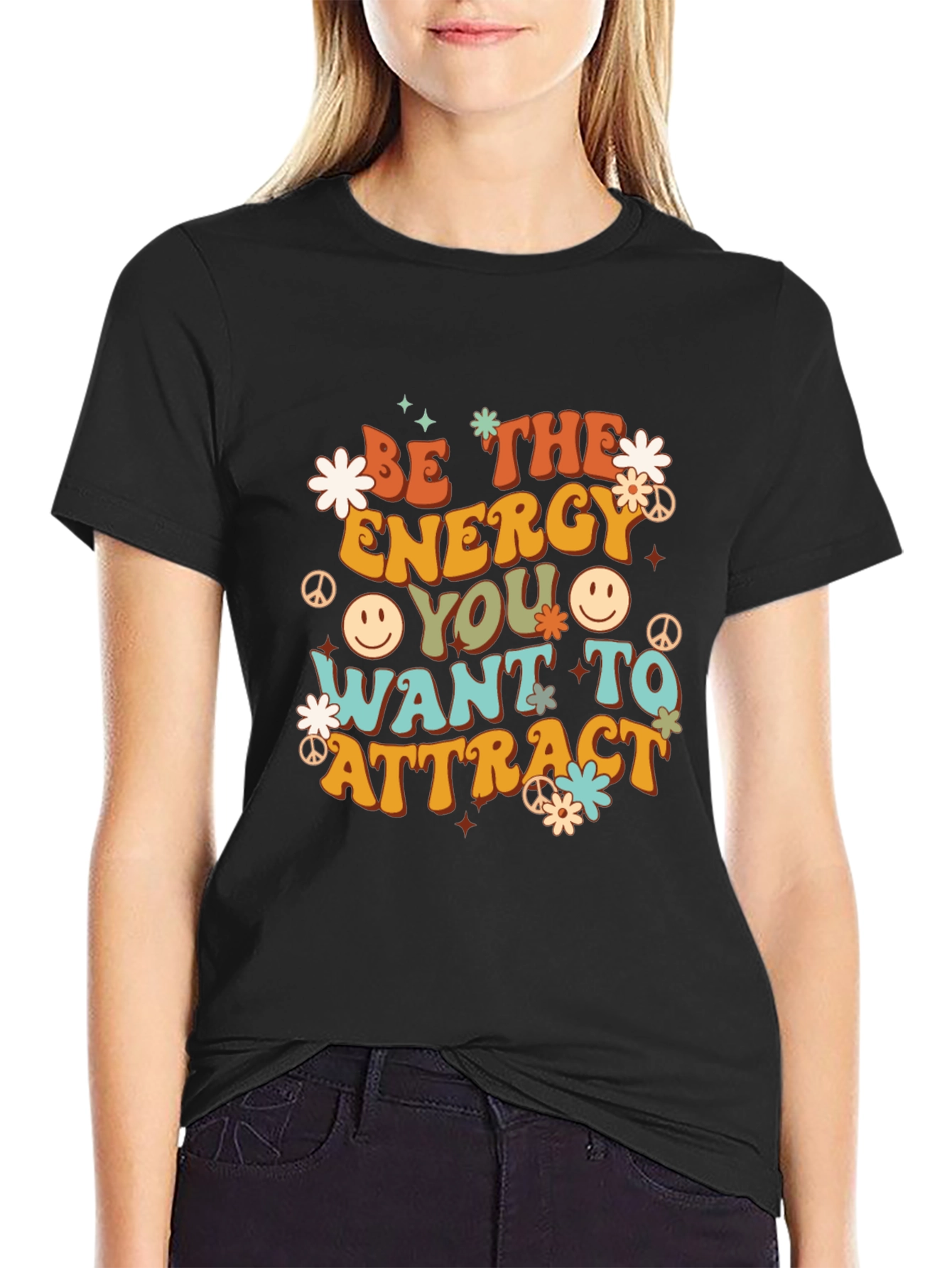 Retro Energy Graphic Tee - Positive Vibes Shirt