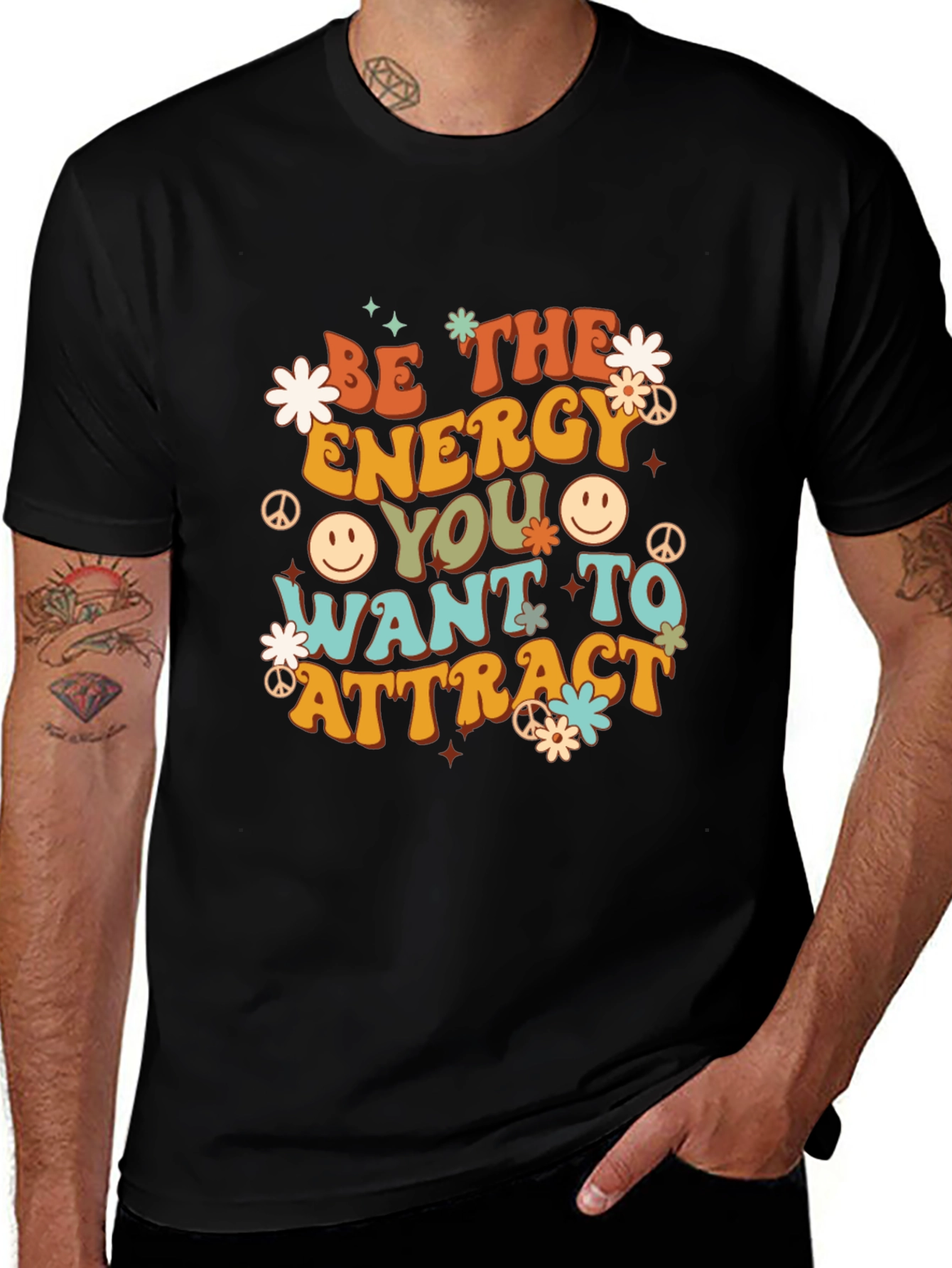 Retro Energy Graphic Tee - Positive Vibes Shirt