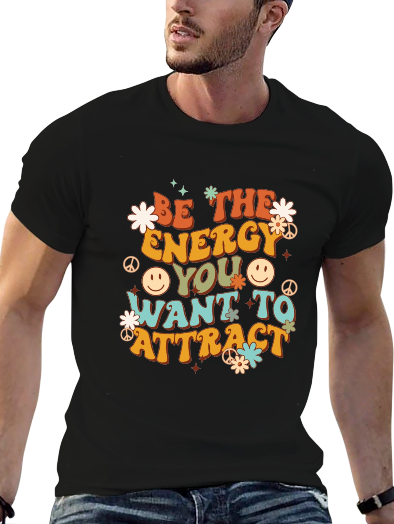 Retro Energy Graphic Tee - Positive Vibes Shirt