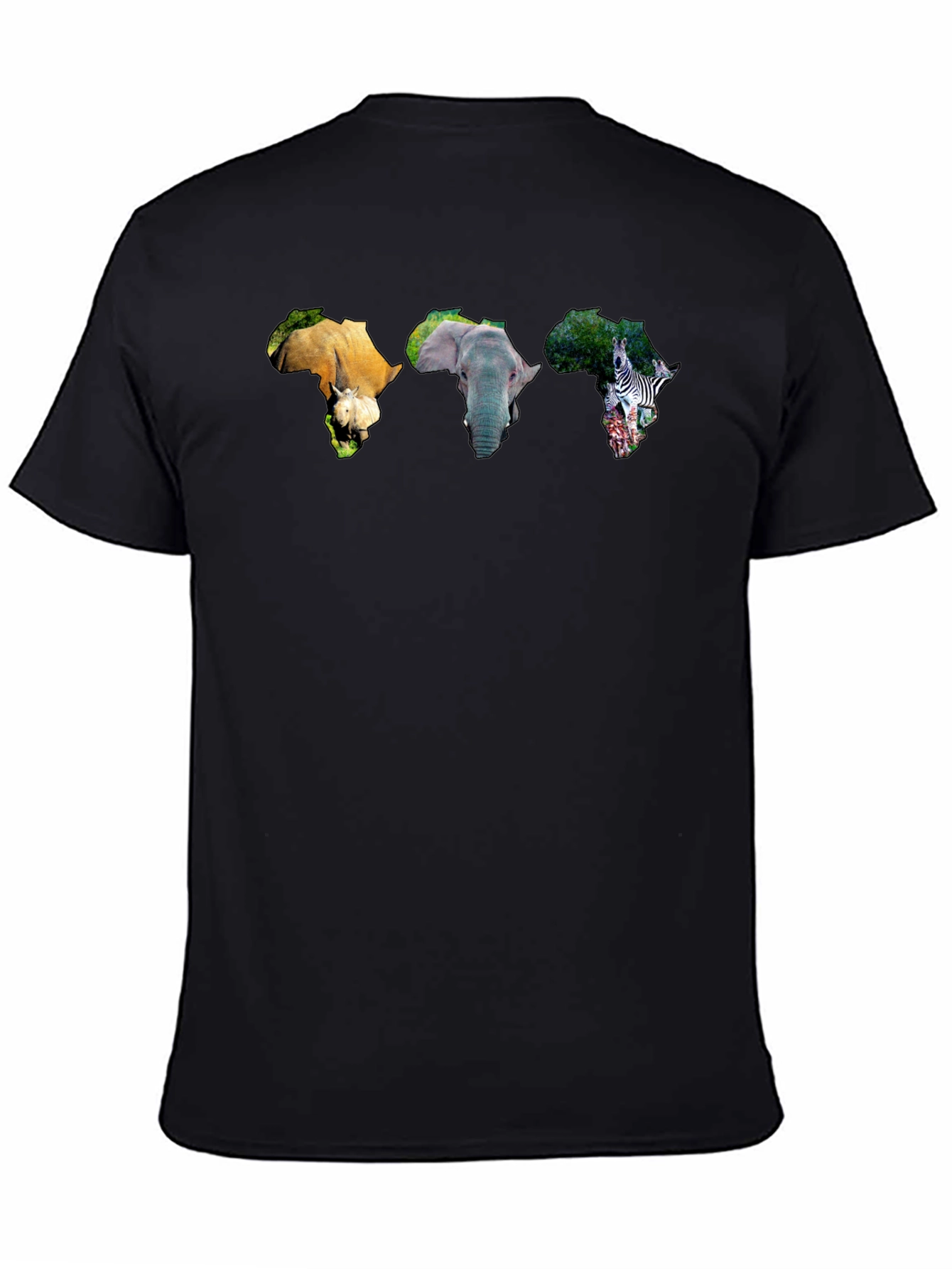 Africa Animals Graphic Print Black T-Shirt