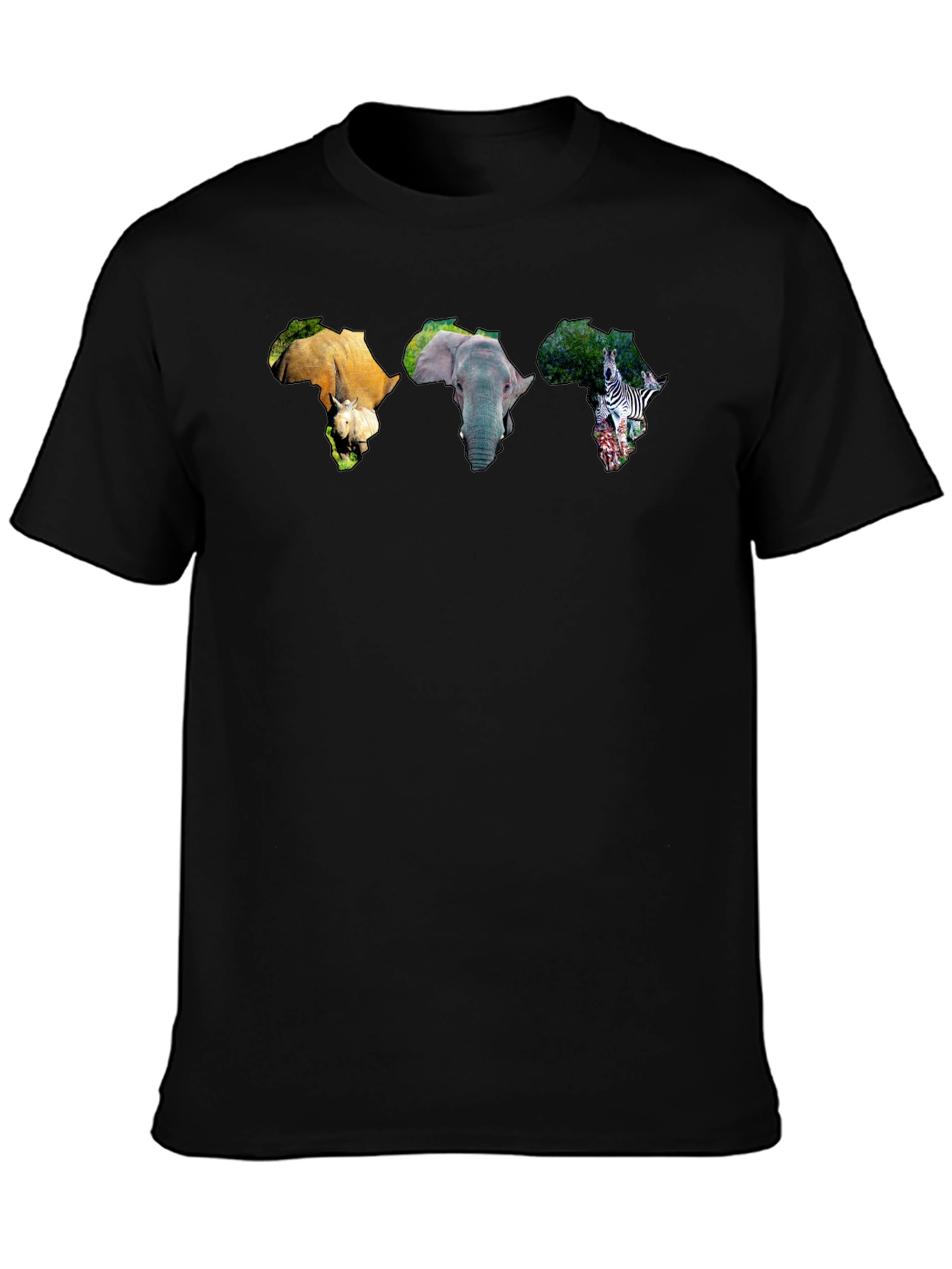 Africa Animals Graphic Print Black T-Shirt