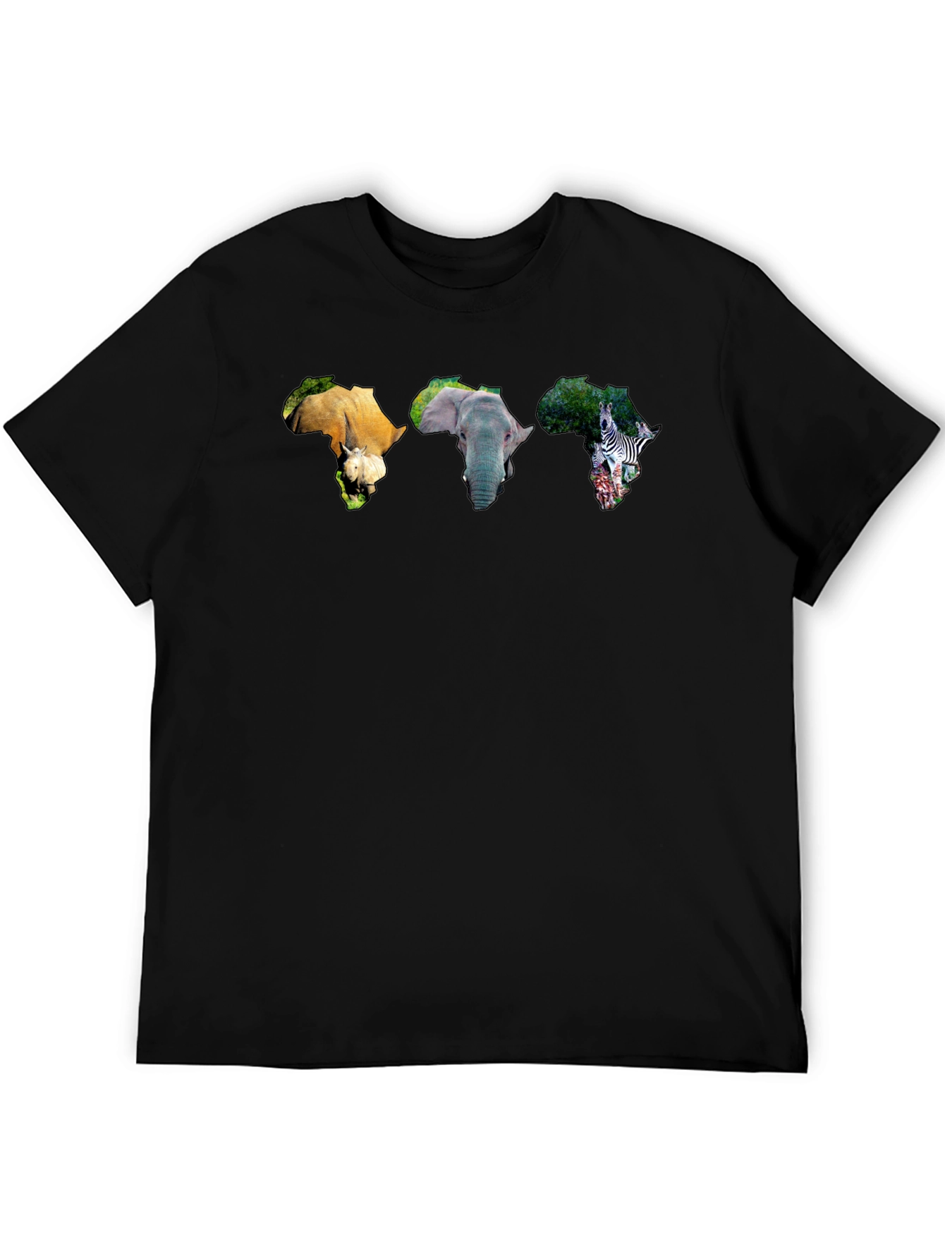 Africa Animals Graphic Print Black T-Shirt