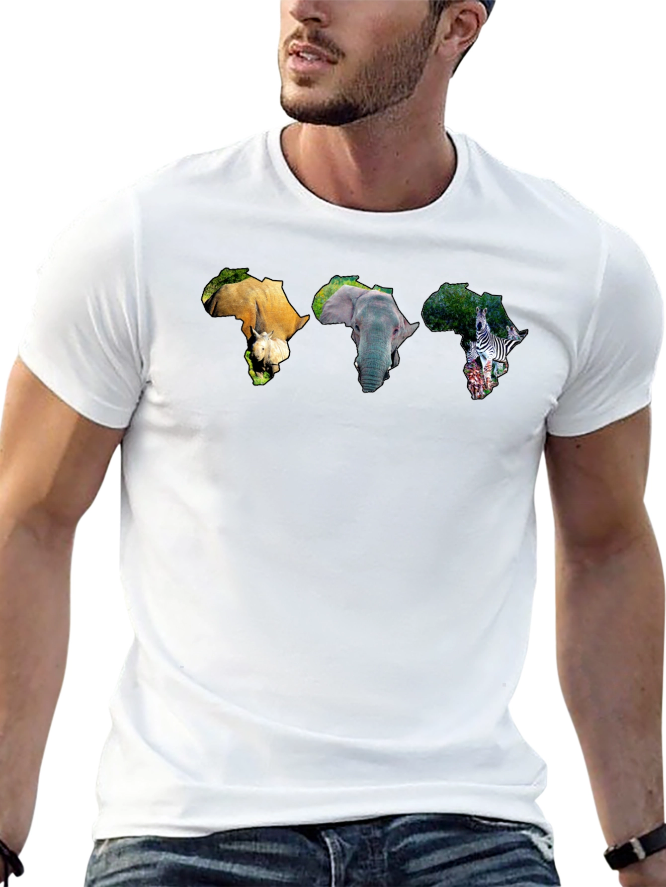 Africa Animals Graphic Print Black T-Shirt