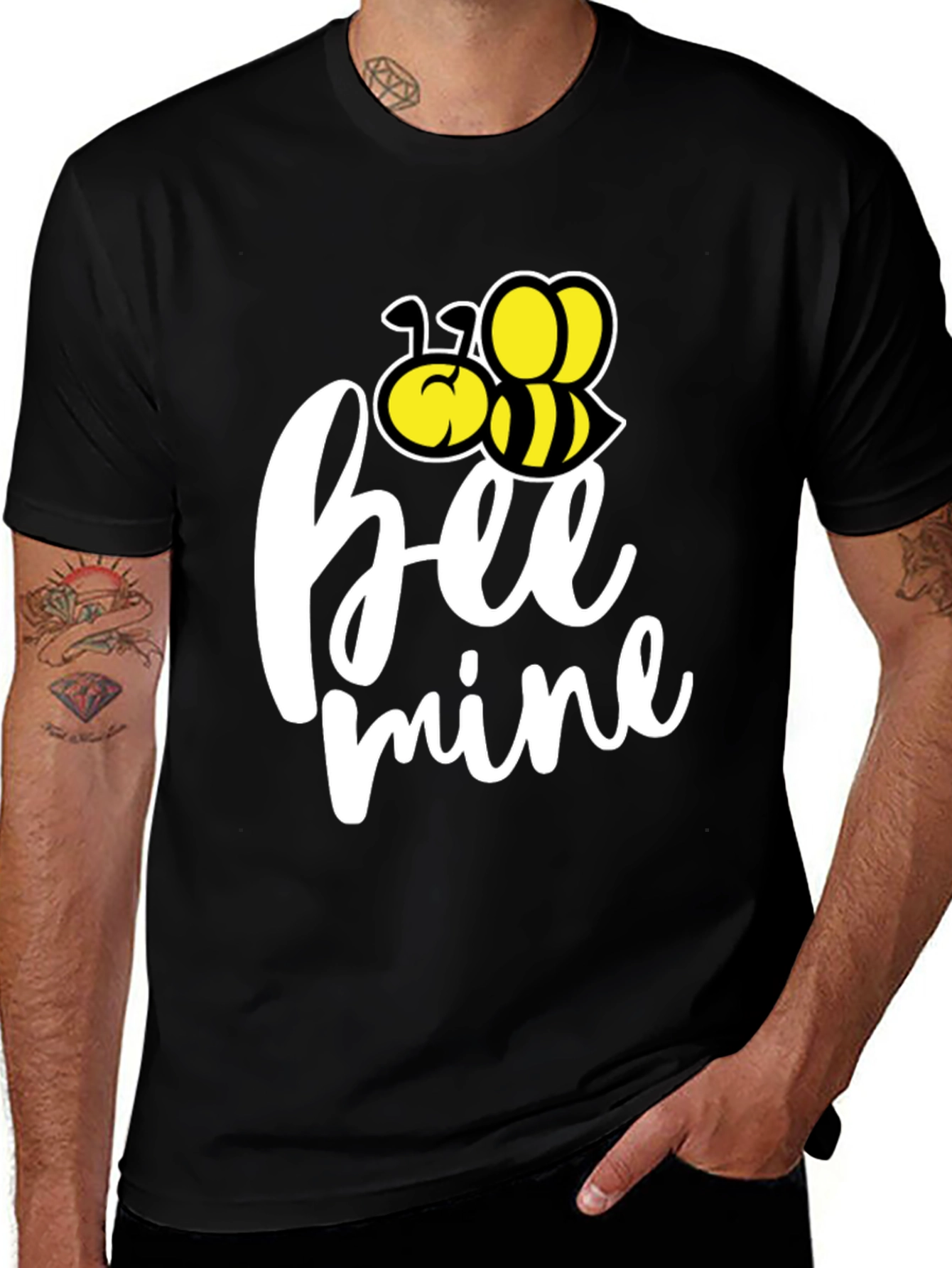 Bee Mine Graphic Tee - Black Cotton T-Shirt