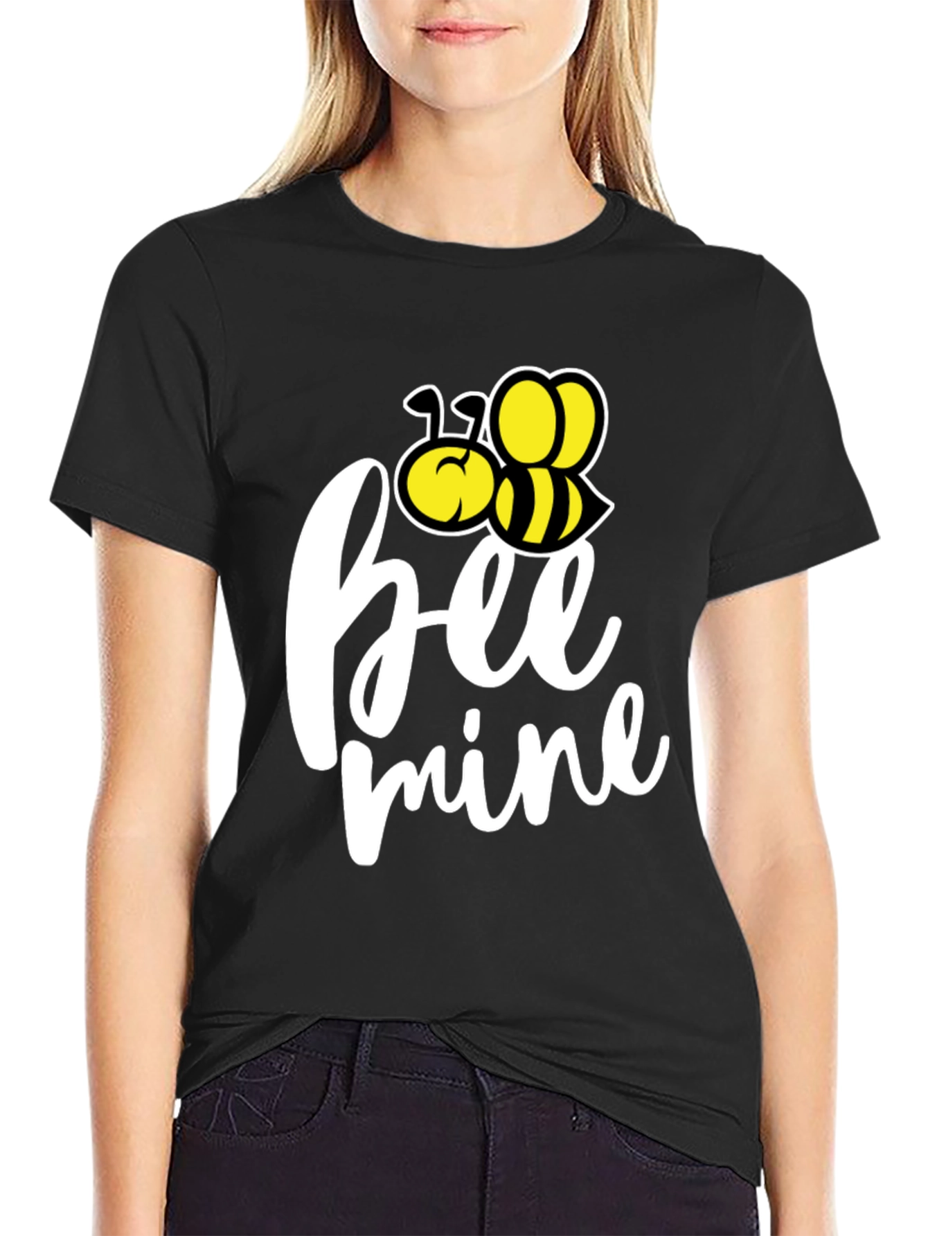 Bee Mine Graphic Tee - Black Cotton T-Shirt