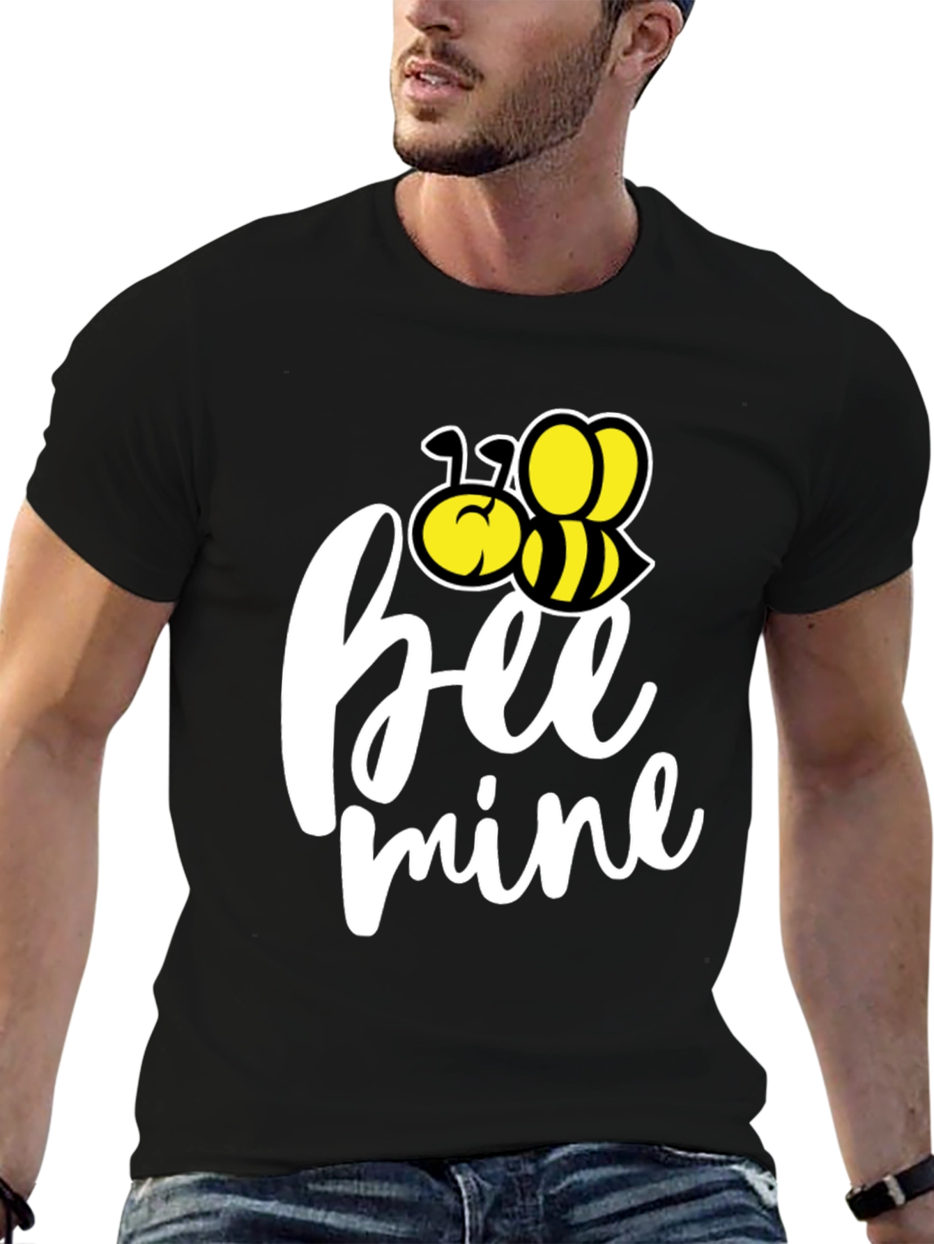 Bee Mine Graphic Tee - Black Cotton T-Shirt