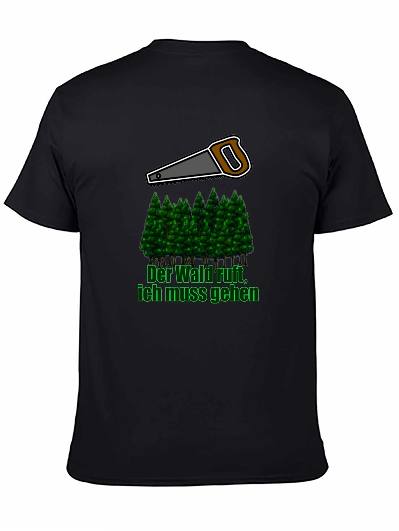 Lumberjack Saw & Forest Graphic Tee - Black