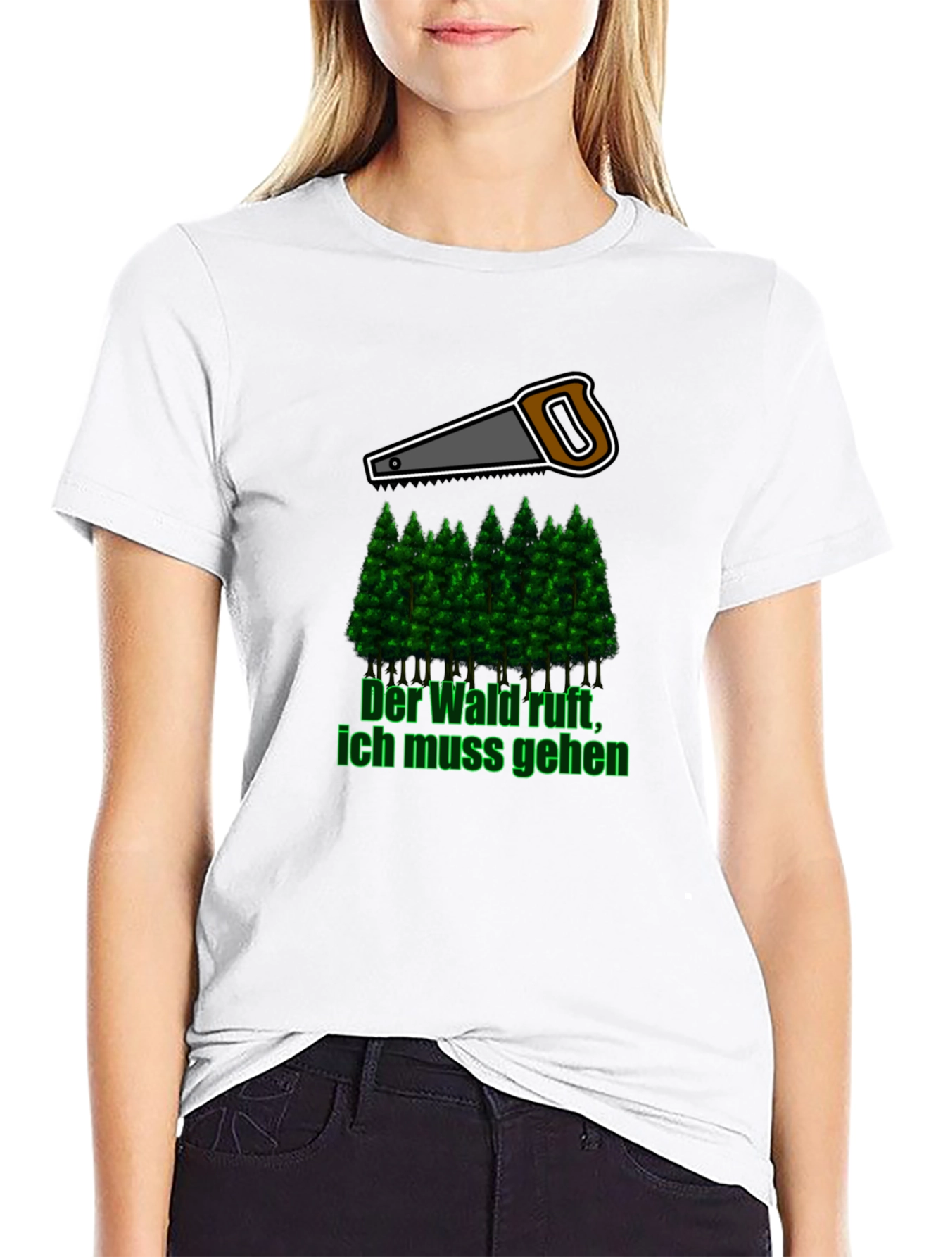 Lumberjack Saw & Forest Graphic Tee - Black