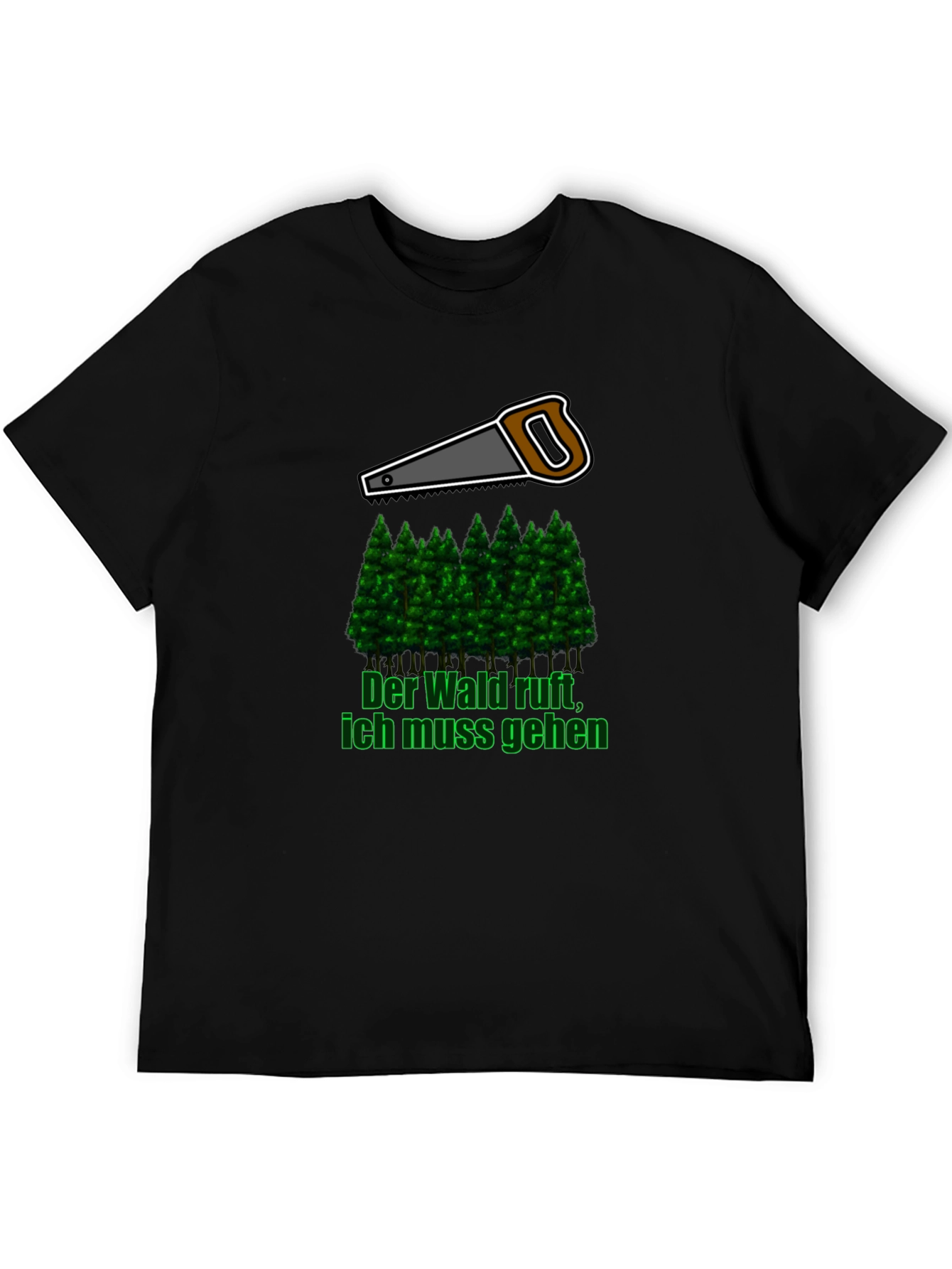 Lumberjack Saw & Forest Graphic Tee - Black